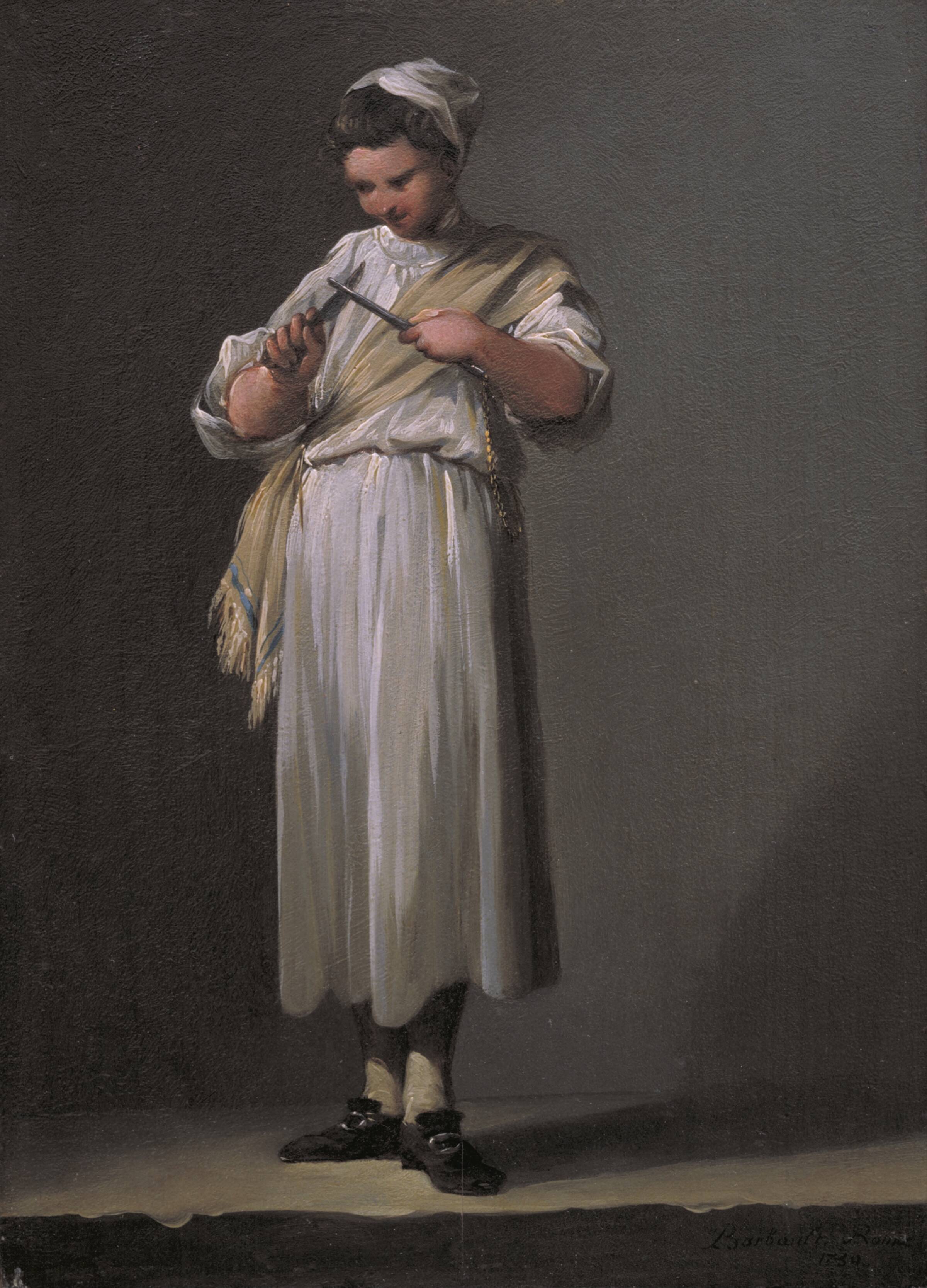Romersk kokkedreng, der sliber en kniv, Jean Barbault, 1750