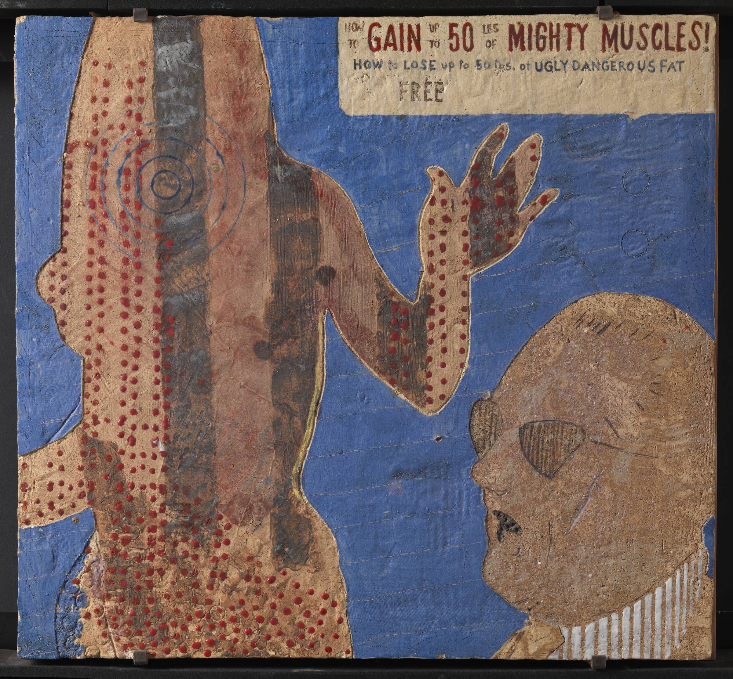 Keramisk relief med mand, der løfter sin knyttede hånd, Aske Dam, 1968