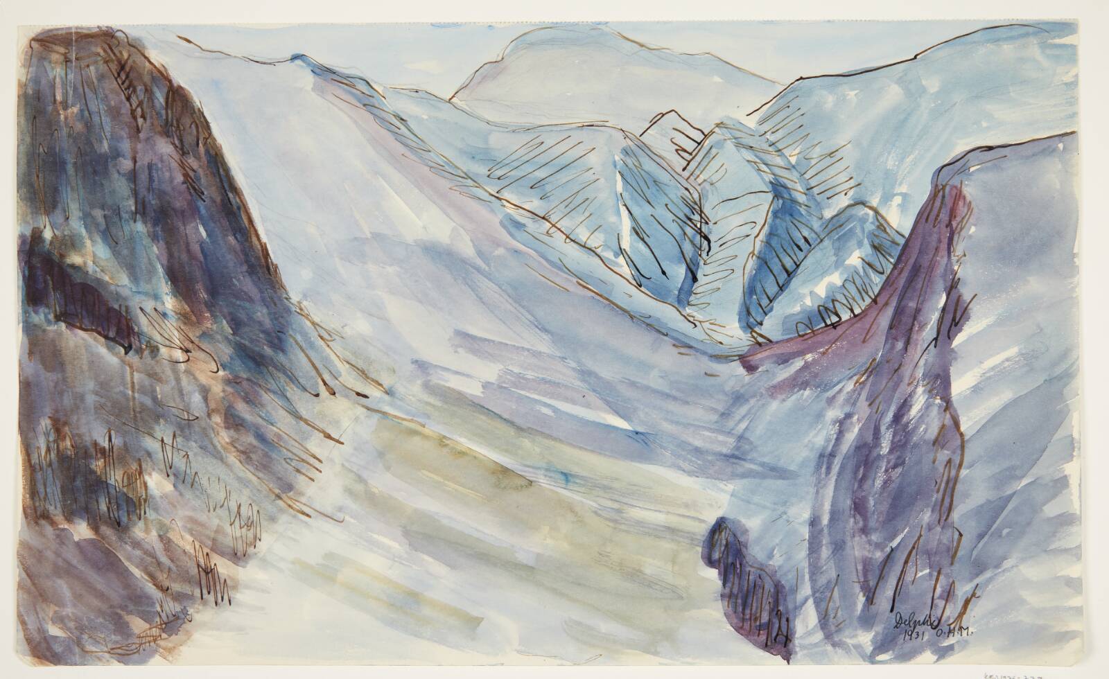 Bjerglandskab. Delfi, Olivia Holm-Møller, 1931