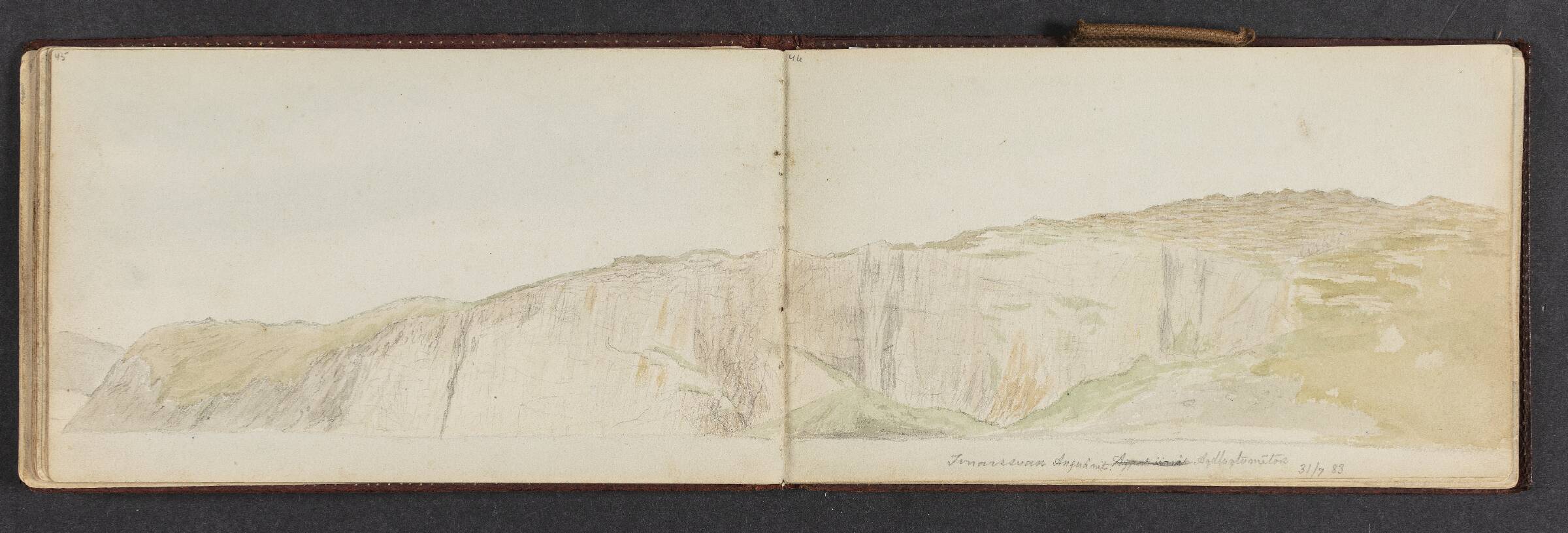 Fjeldlandskab ved en kyst, Lars Møller, 1883