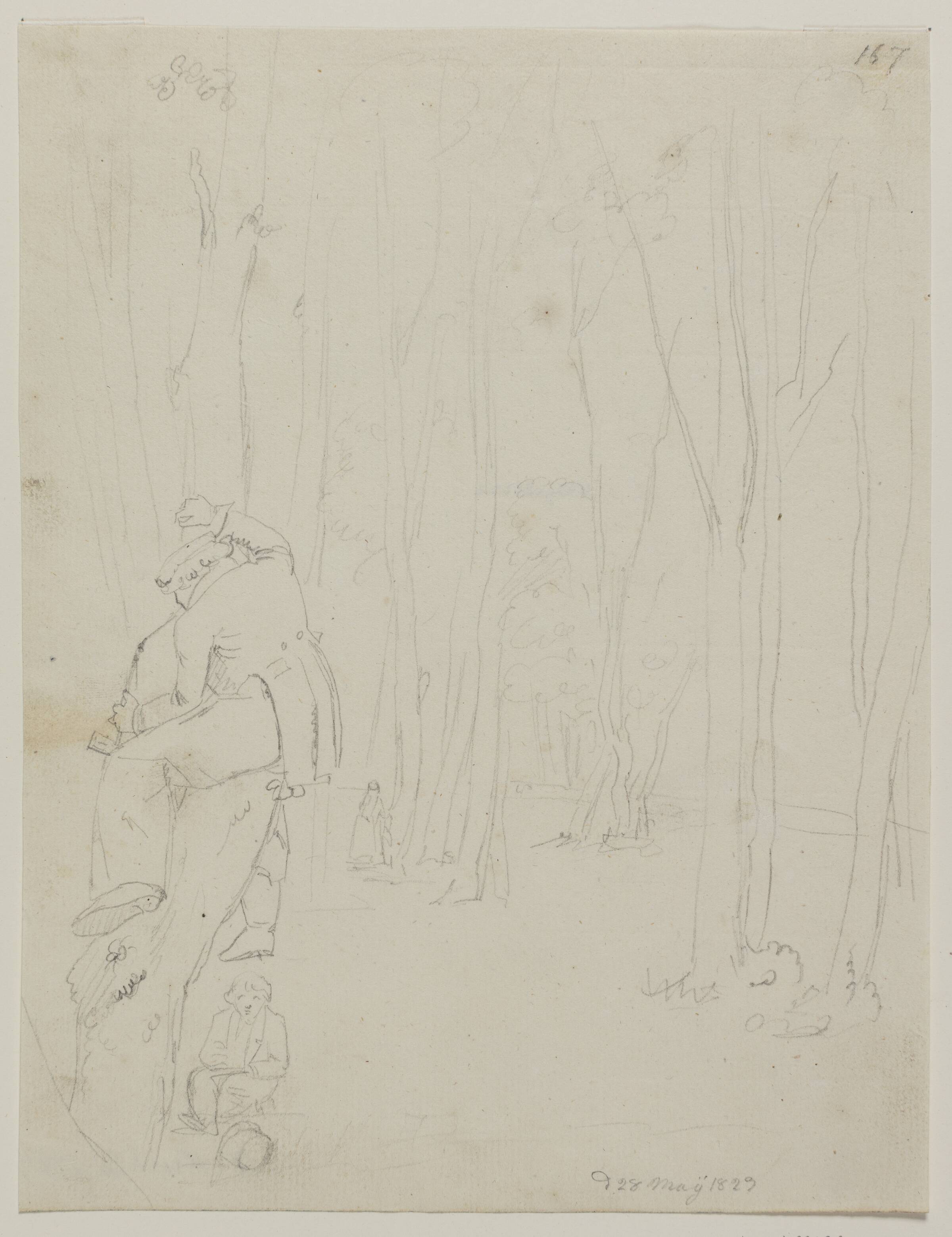 Tegnende kunstnere i en skov, Albert Küchler, 1829