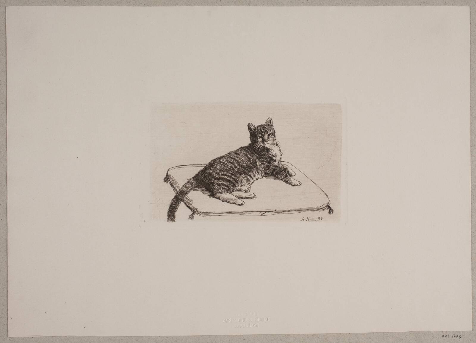 Liggende kat, Axel Hou, 1890