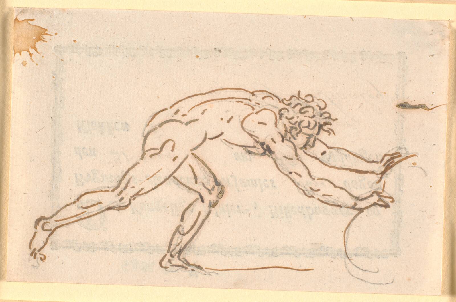 En nøgen mand der støder til en stor sten, Nicolai Abildgaard, 1803-1809