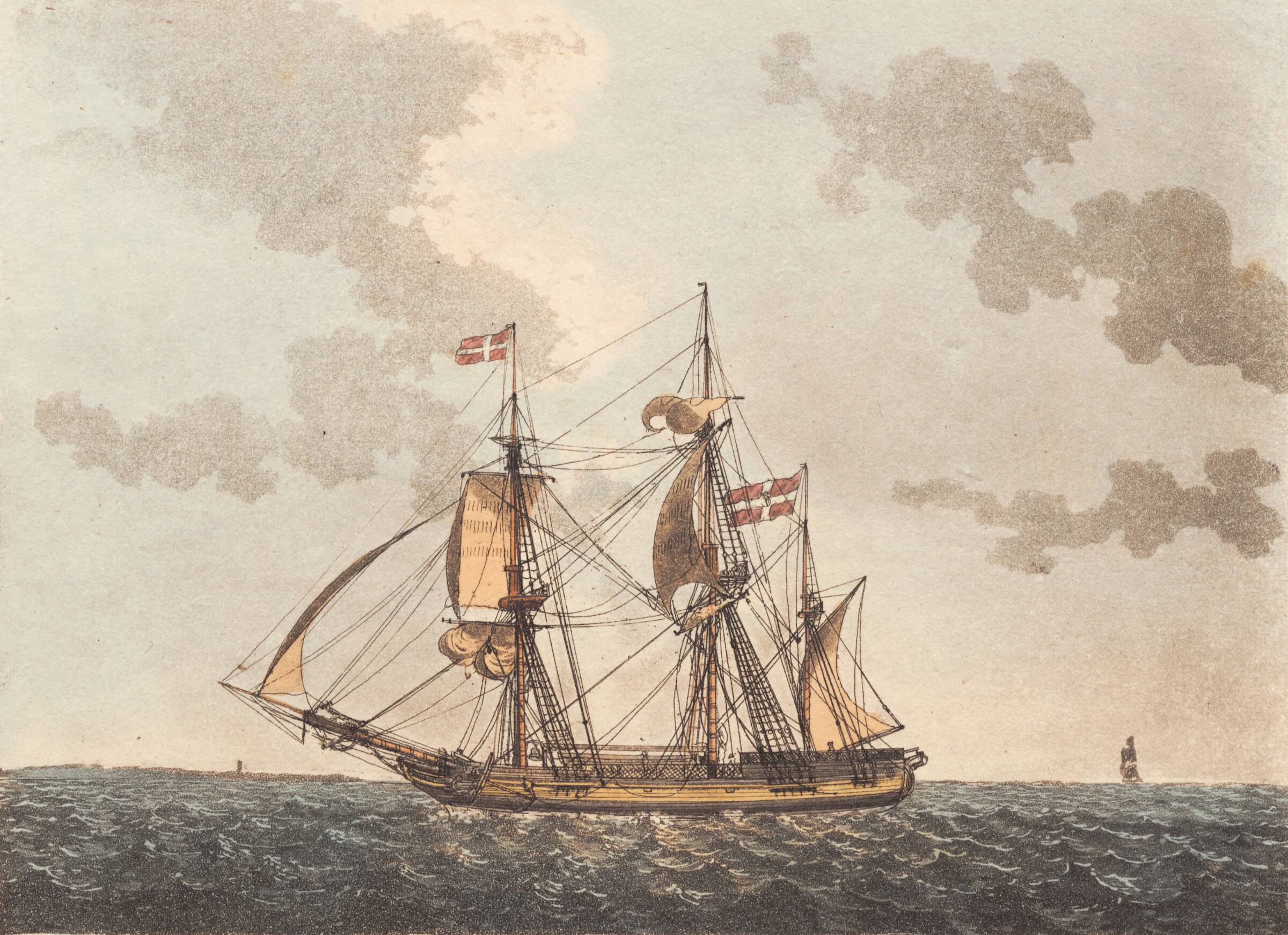 Et bark skib søgende havn, Niels Truslew, 1805