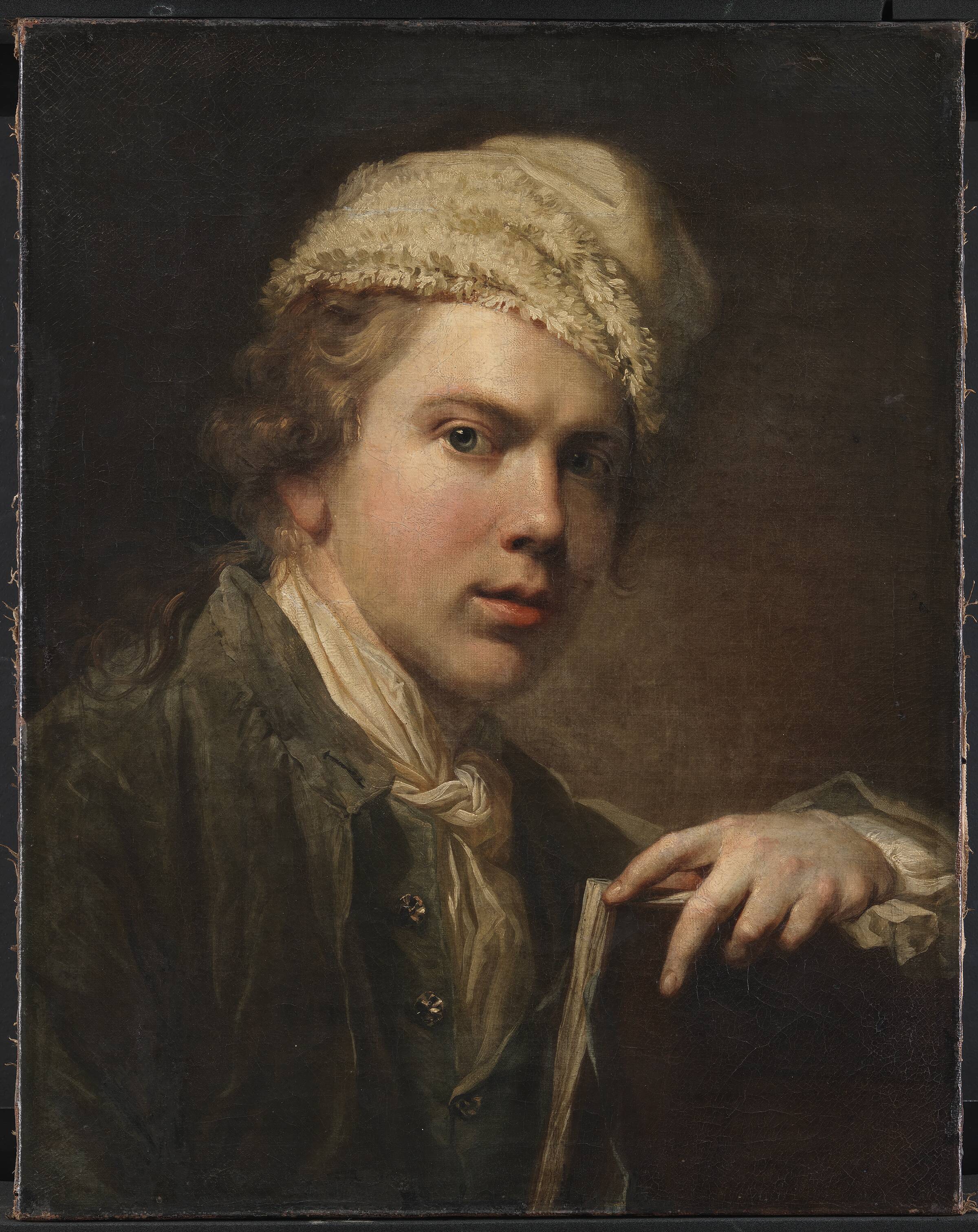 Selvportræt med tegnemappe, Jens Juel, 1773-1774