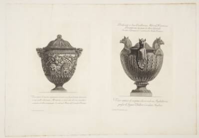 Vase med masker og vase med grifhoveder