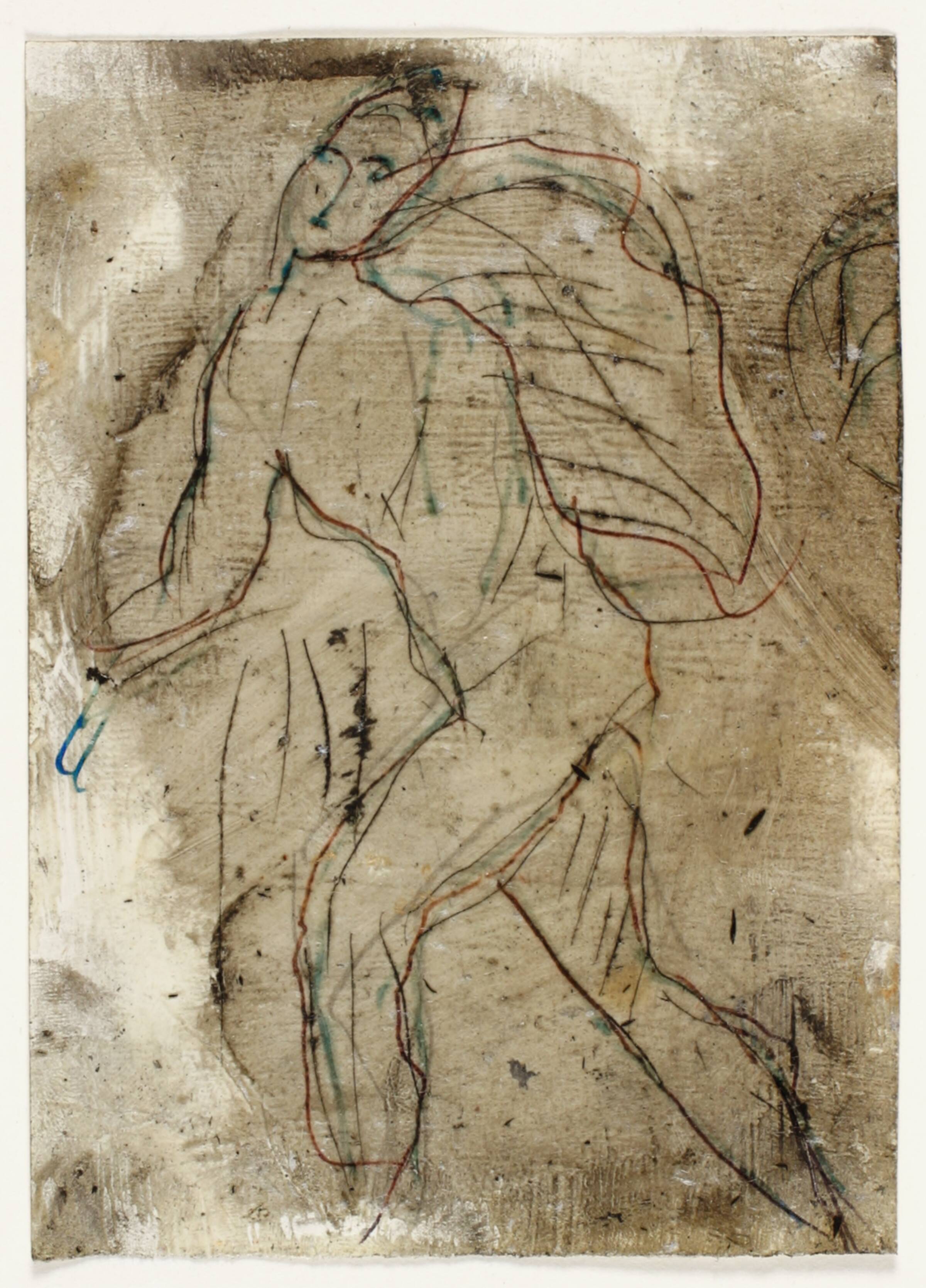 Gående kvinde med sæk på ryggen, Holger J. Jensen, 1900-1966