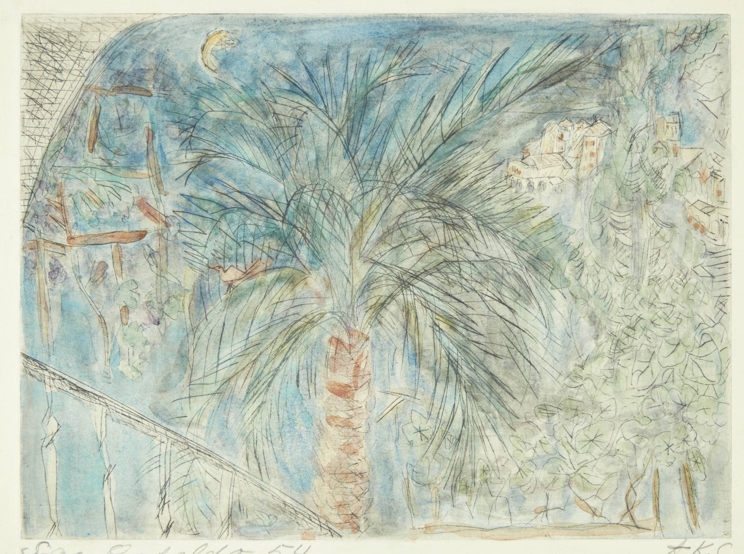 Italiensk landskab, Anna Klindt Sørensen, 1954