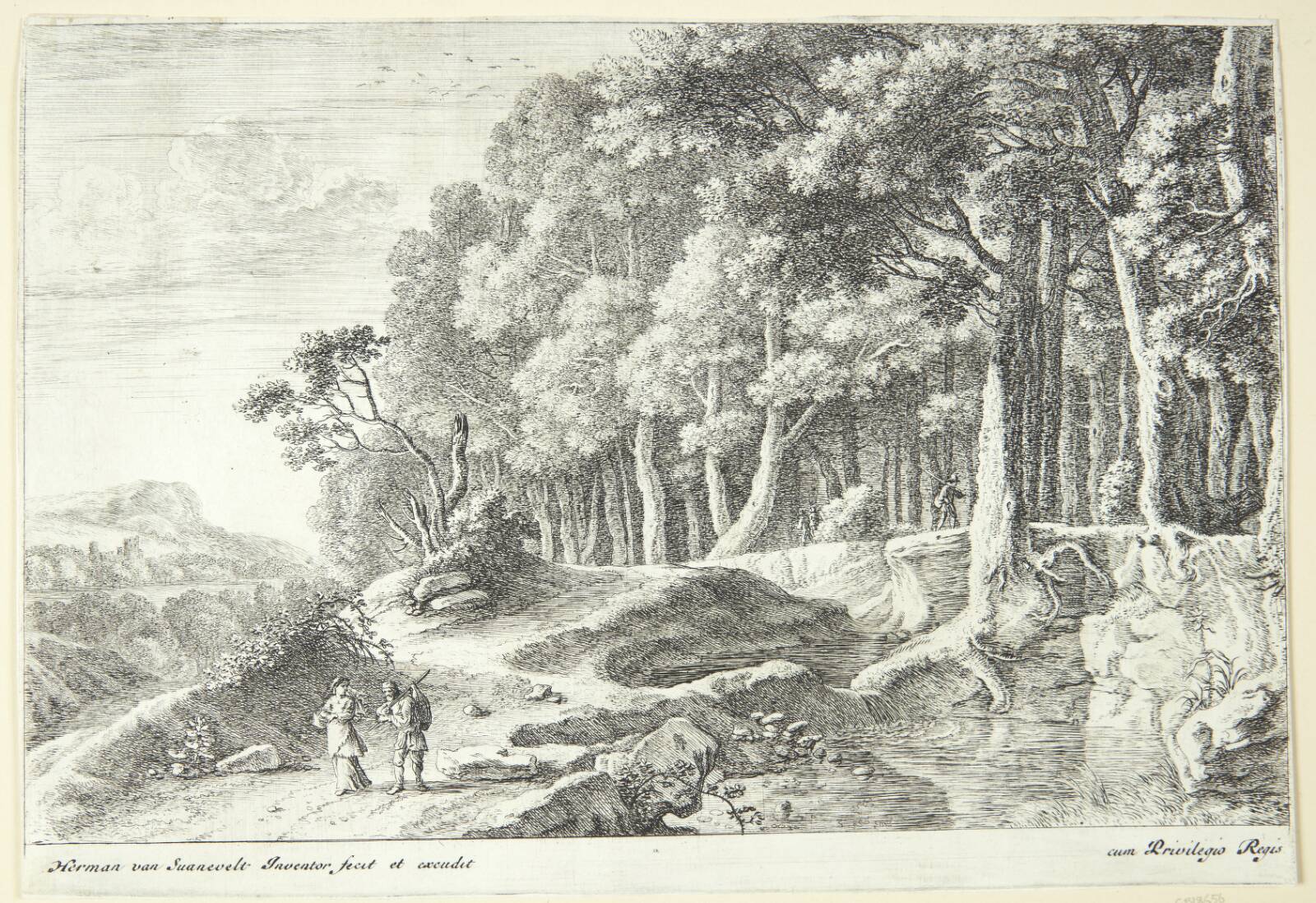 Vejfarende ved en bæk, Herman van Swanevelt, 1603-1655
