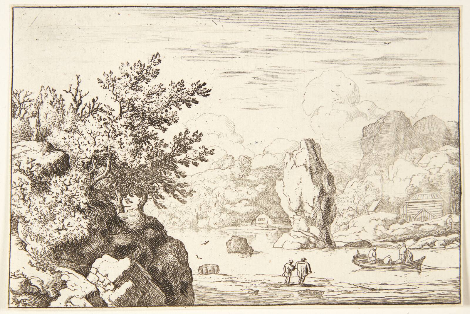 En klippe i en flod, Allaert van Everdingen, 1621-1675