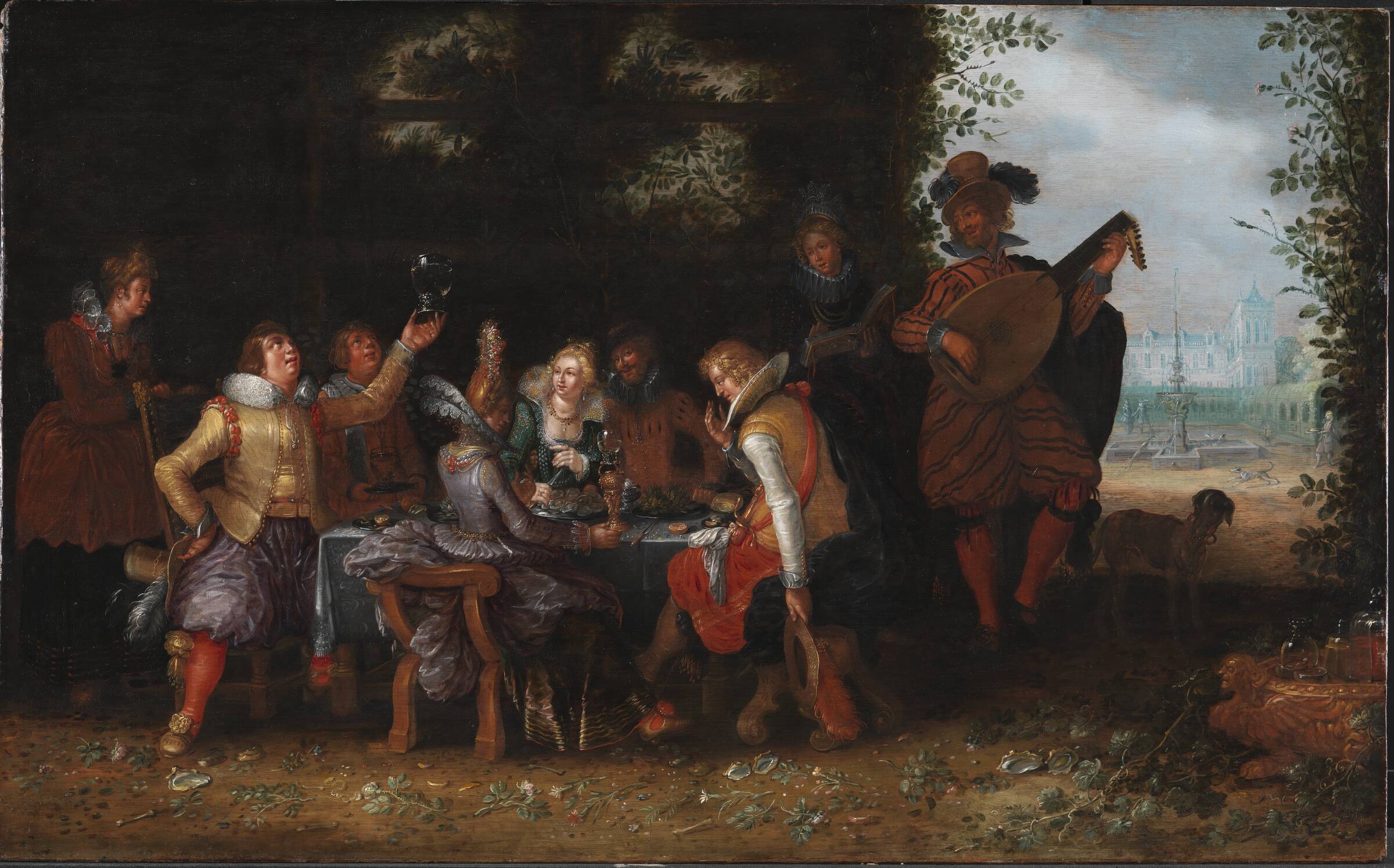 Selskab i en park (Den fortabte Søn hos skøgerne?), David Vinckboons, 1617-1621