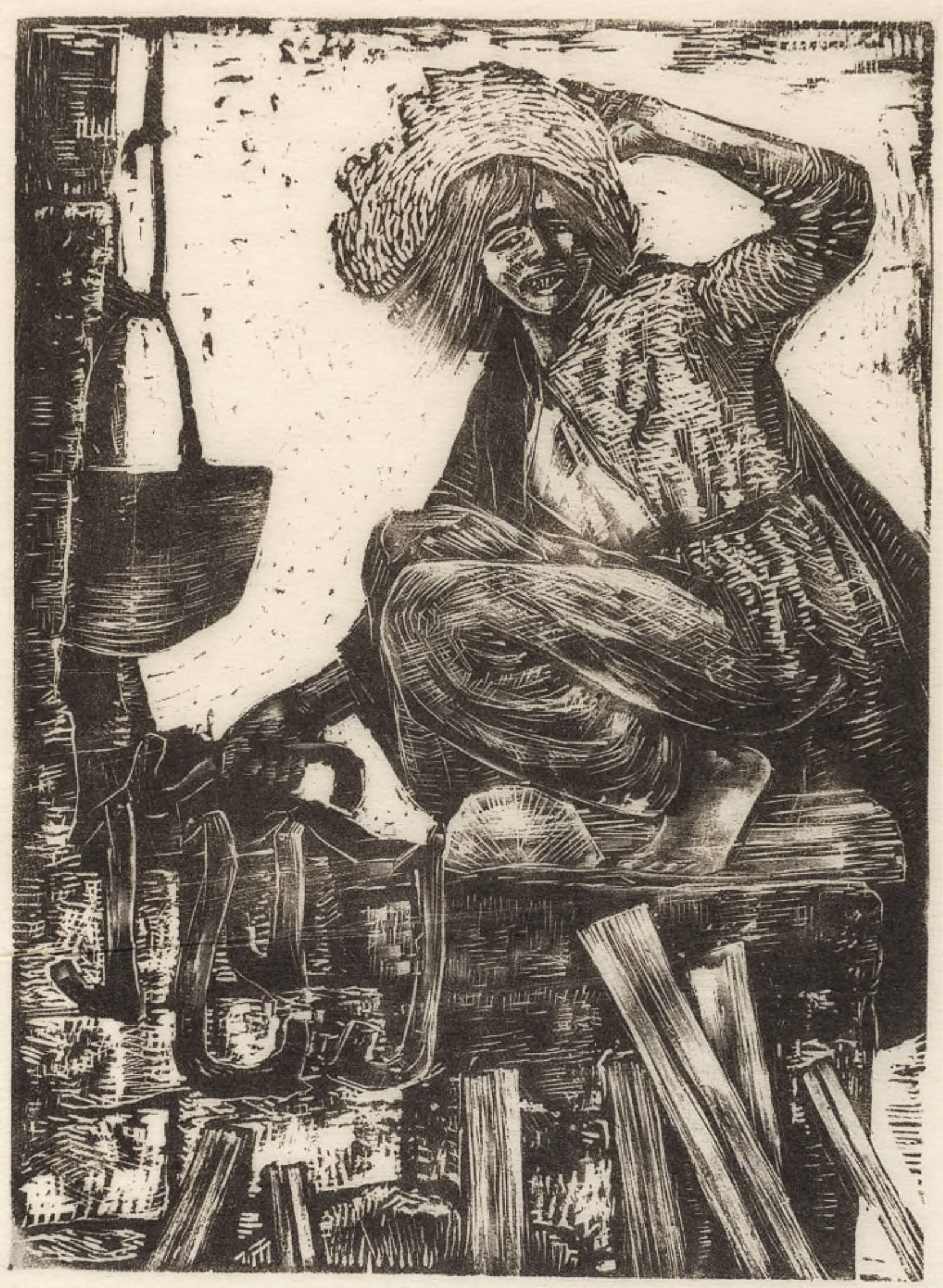 Amled ved ildstedet, Povl Christensen, 1952