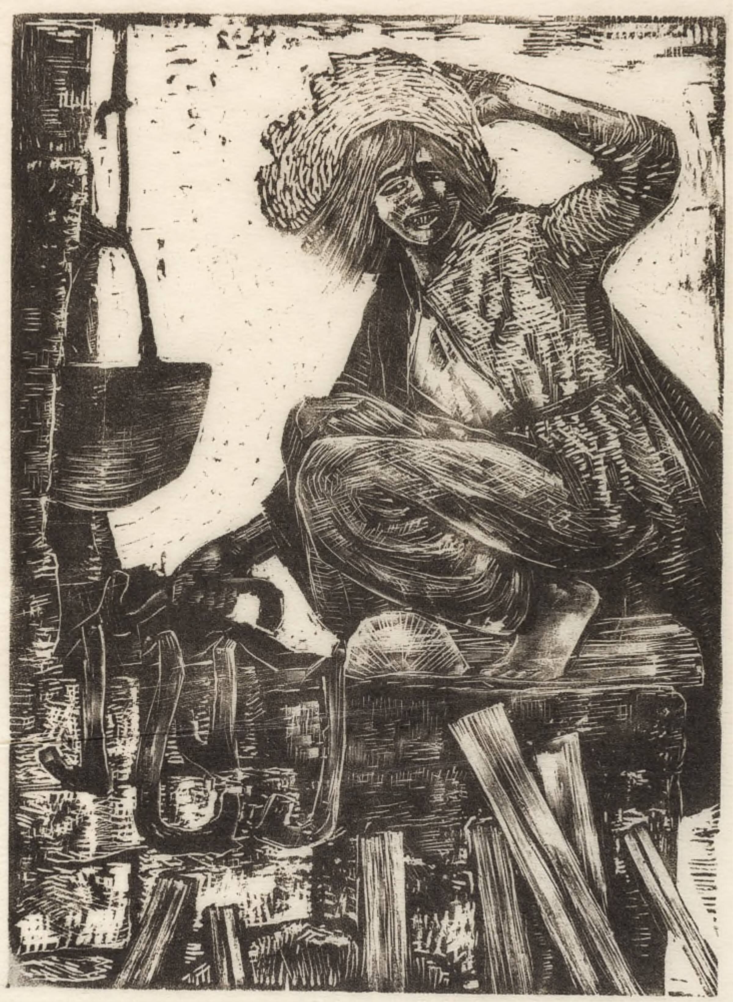 Amled ved ildstedet, Povl Christensen, 1952