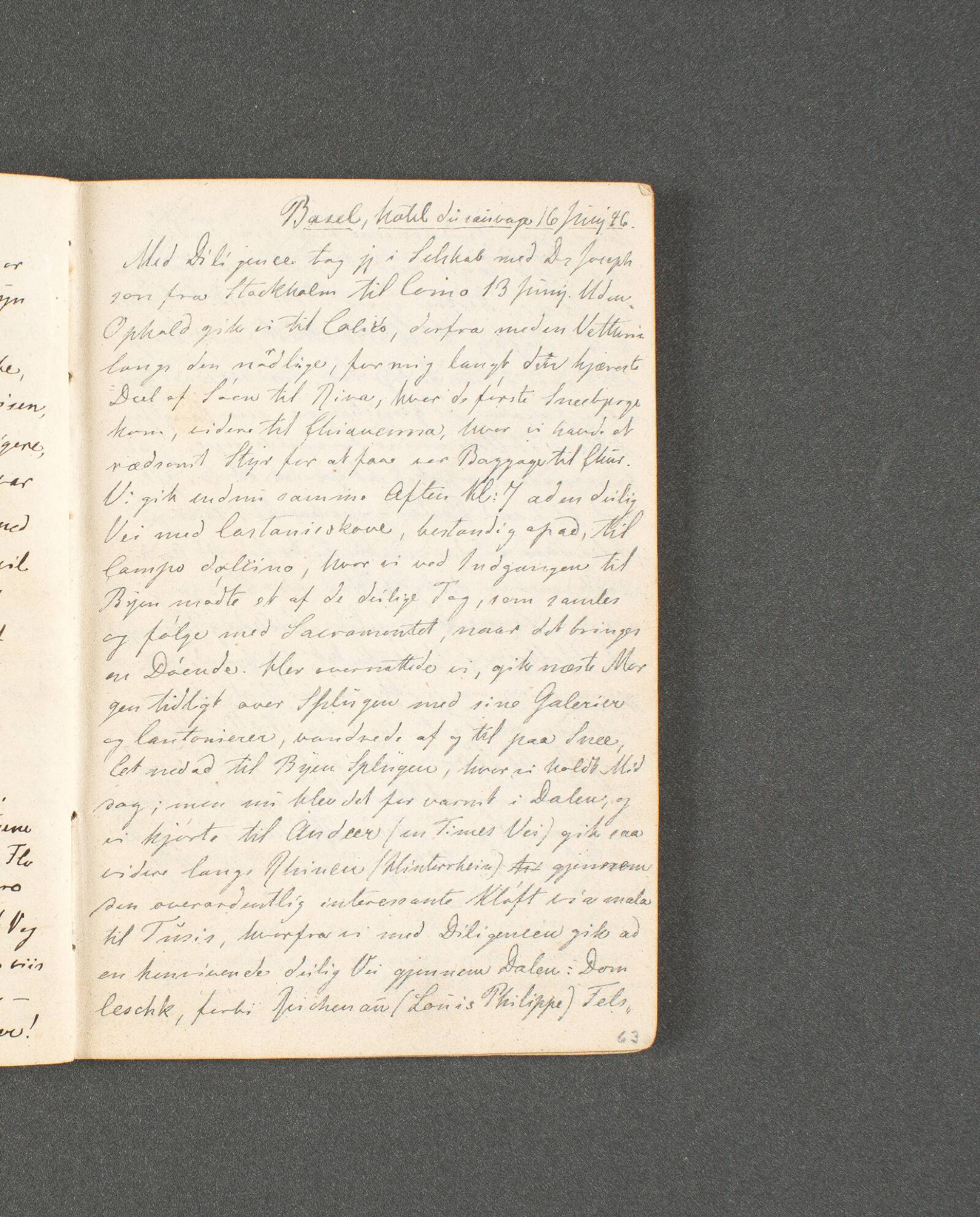 Rejsedagbog. Basel, Johan Thomas Lundbye, 1846