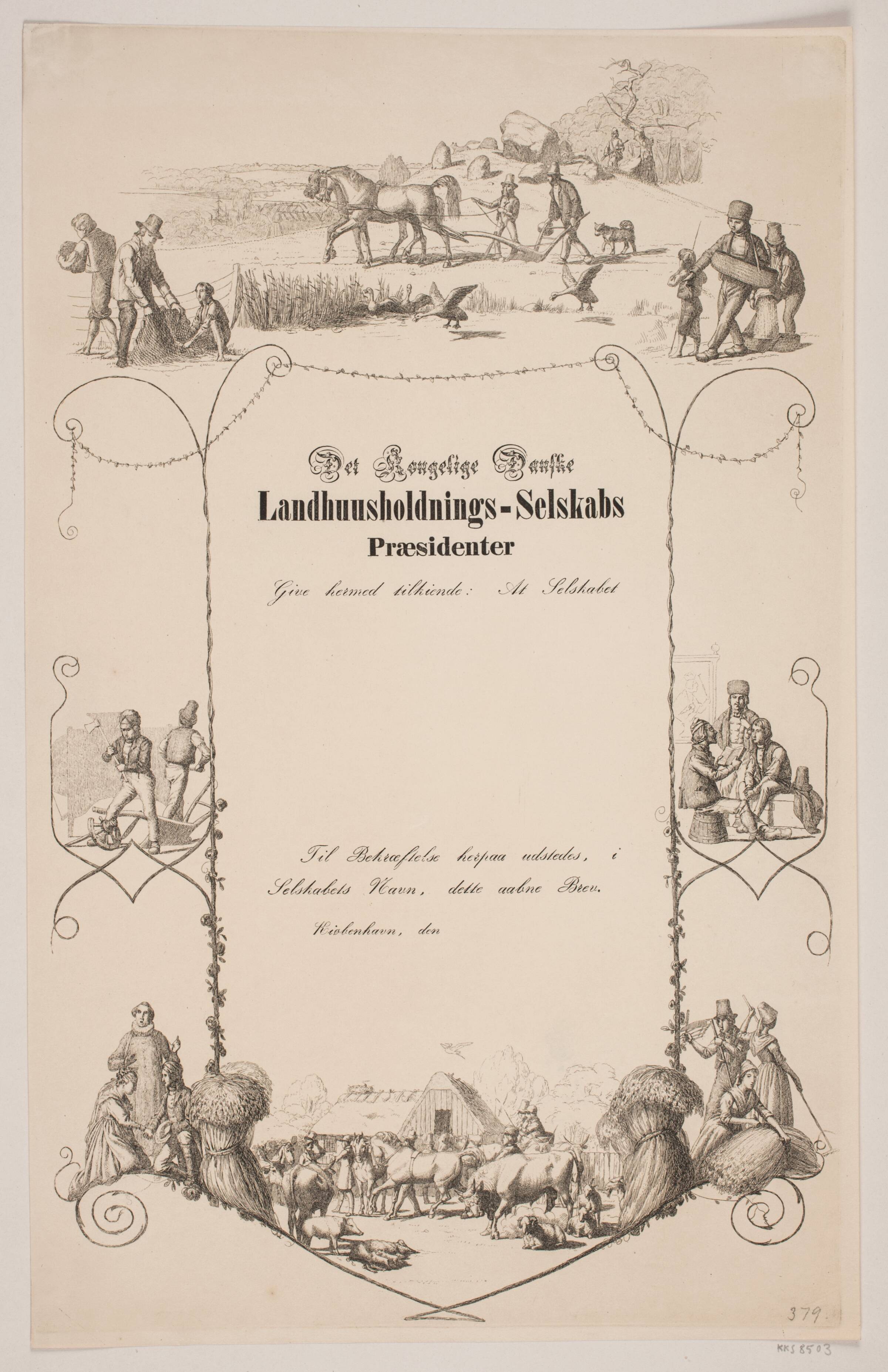 Det Kongelige Landhusholdningsselskabs diplom, Jørgen V. Sonne, 1842