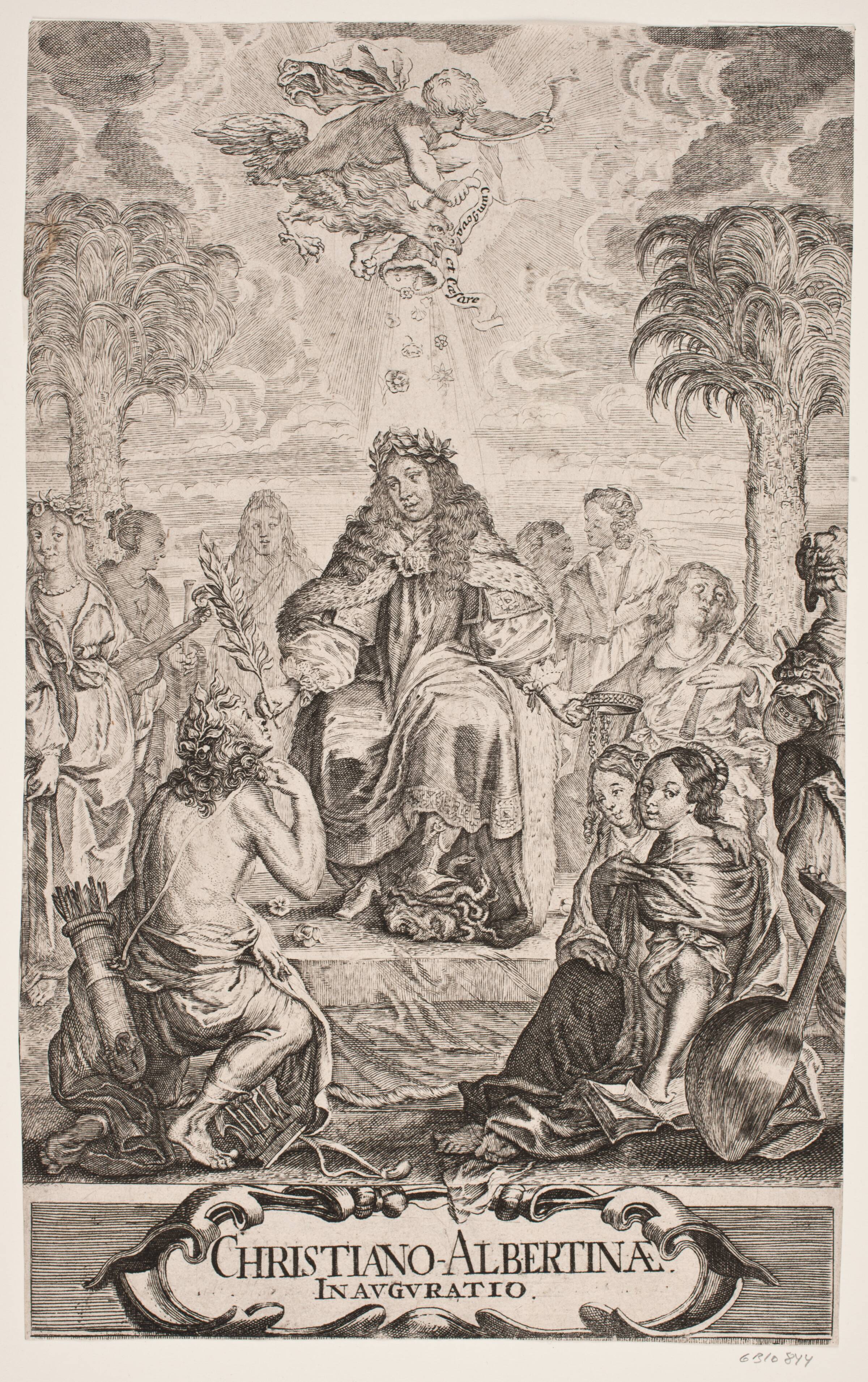 Hertug Christian Albrecht hyldes af Apollo og de ni muser, Jürgen Ovens, 1664-1668