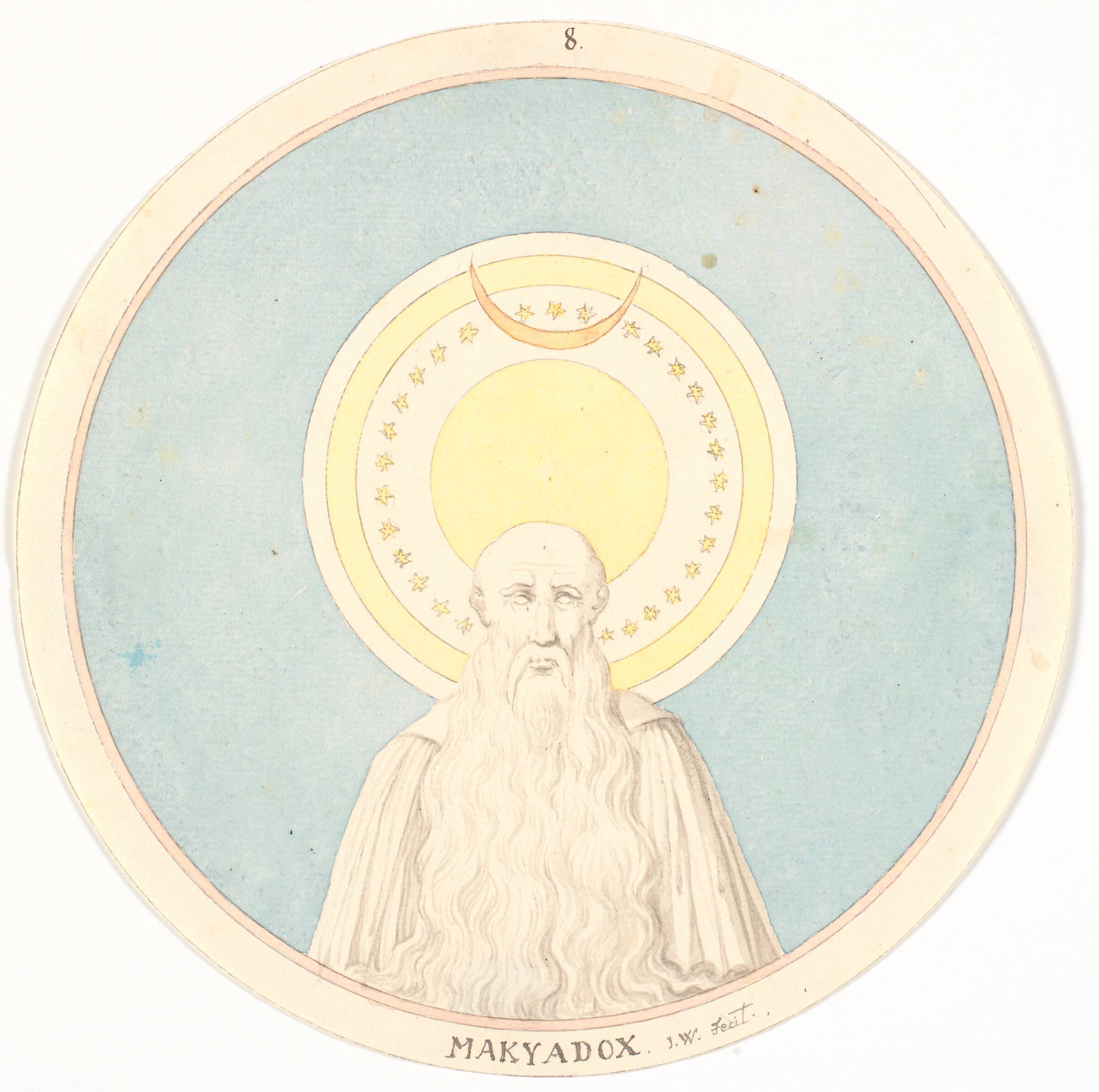 Mand med langt skæg (halvfigur) under stjernehimmel, Johannes Wiedewelt, 1731-1802