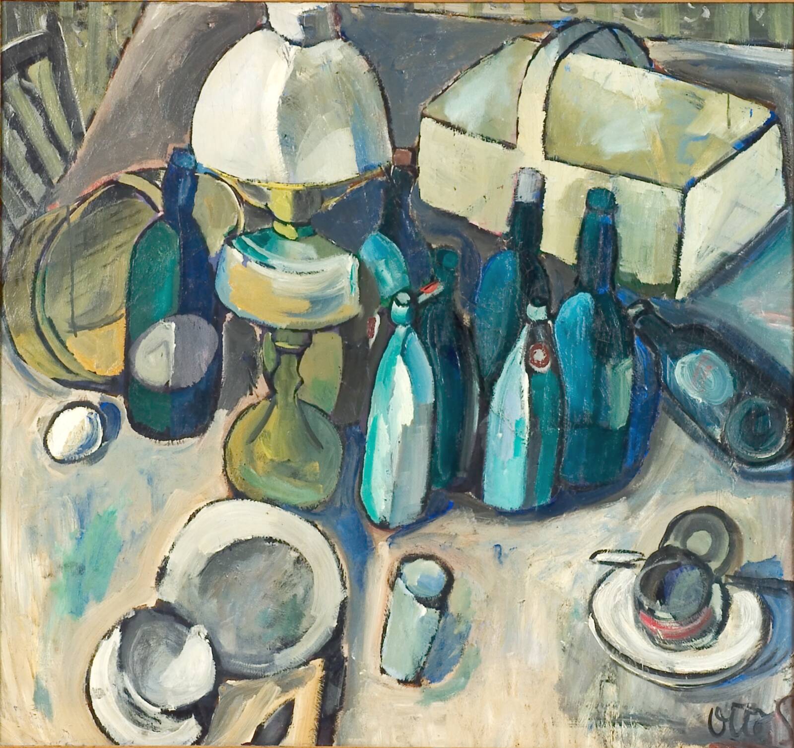 Nature morte med flasker, Otte Sköld, 1916