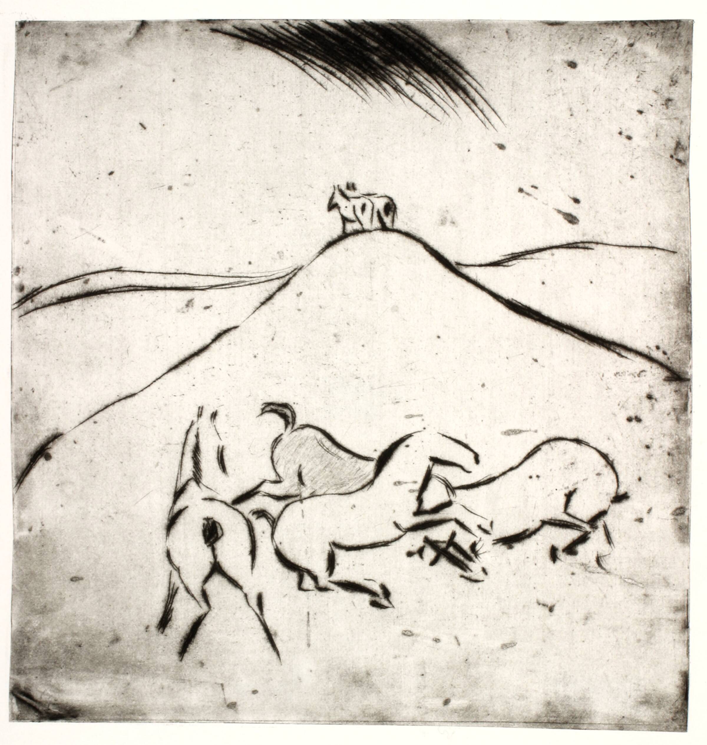 Heste i bakket landskab, Kaj Ejstrup, 1930-1939