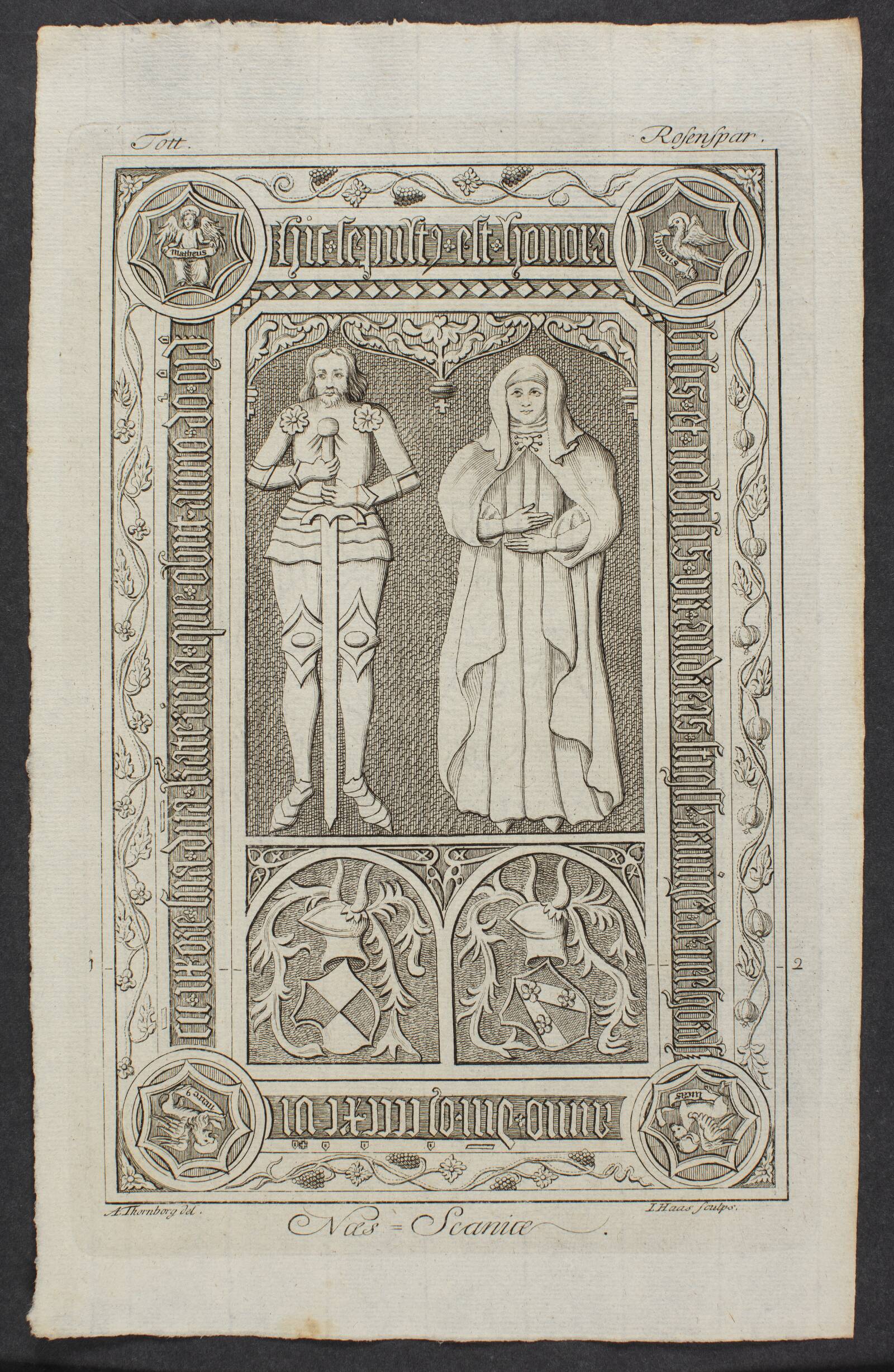Anders Thott og hustrus gravsten, Йонас Хаас, 1750-1755