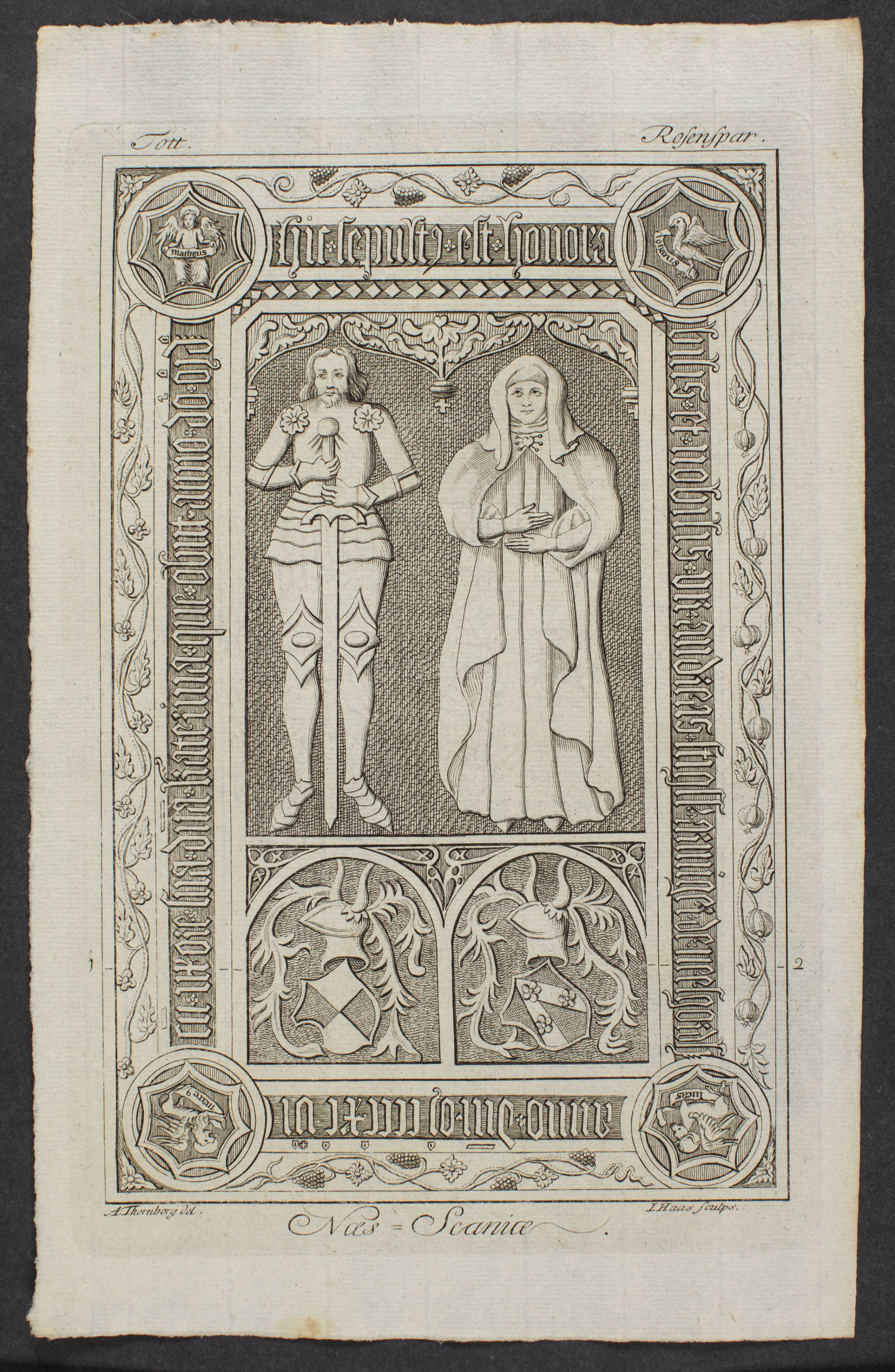 Anders Thott og hustrus gravsten, Jonas Haas, 1750-1755