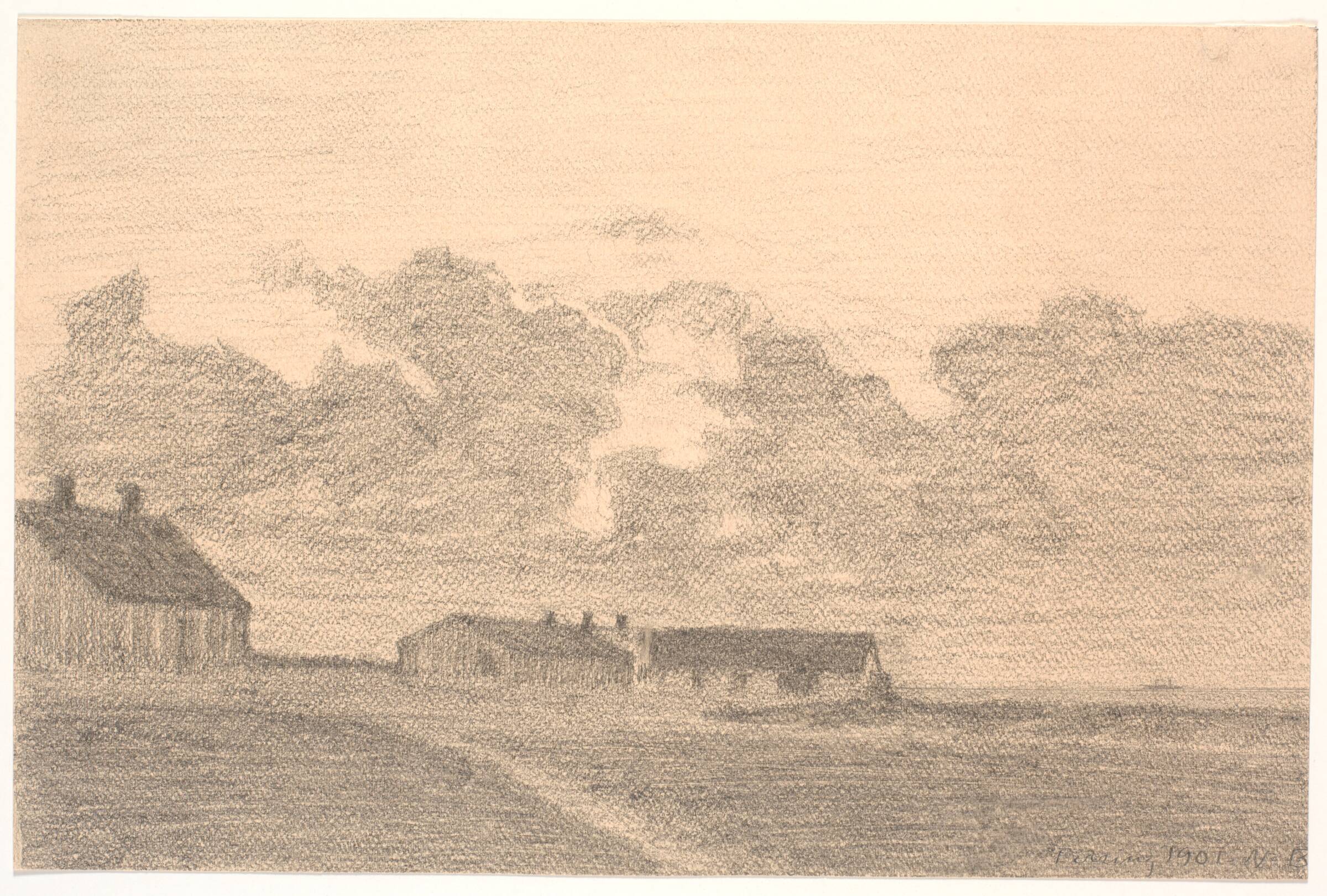 Den gamle gæstgivergård i Ferring, Niels Bjerre, 1901