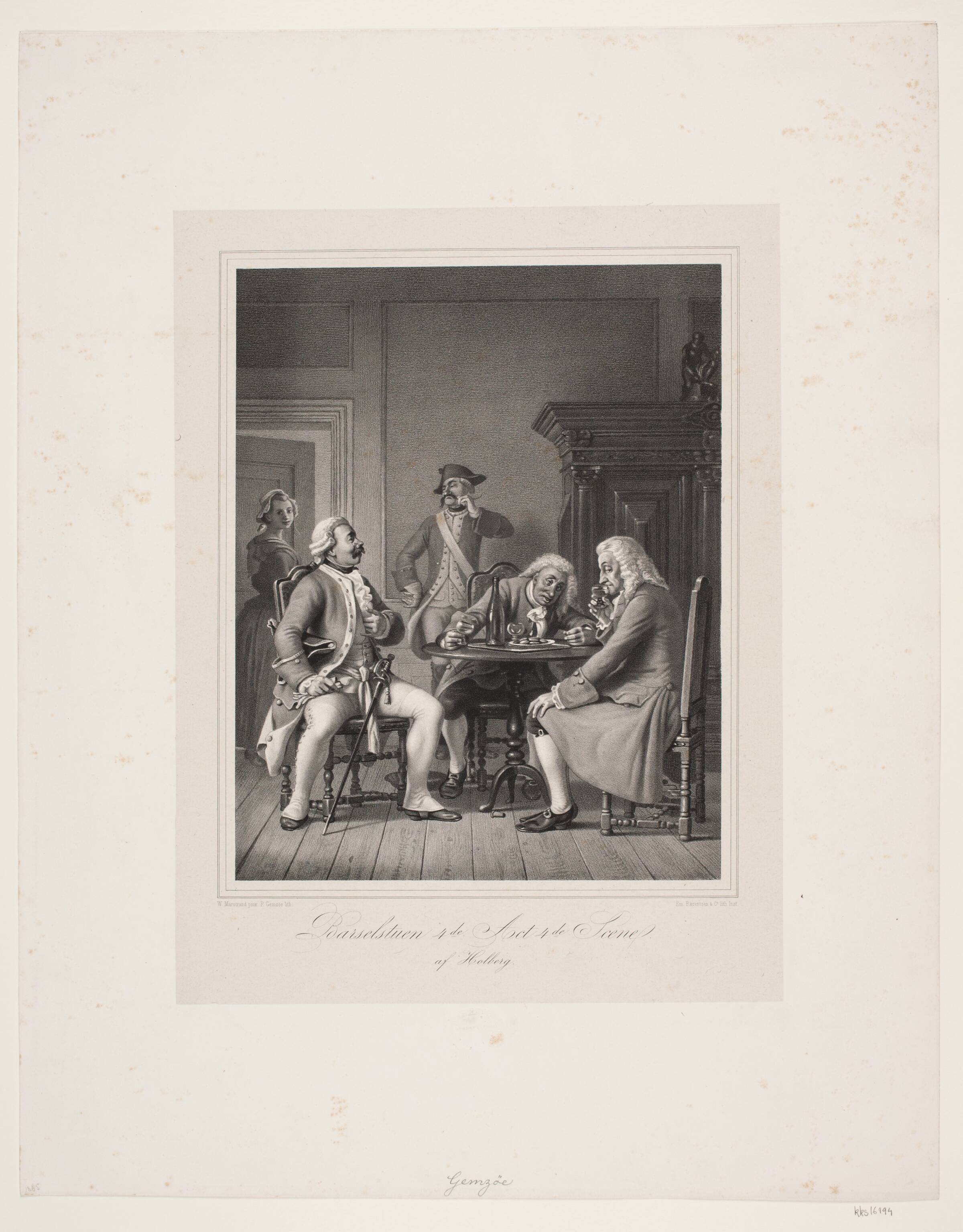 Barselstuen 4. akt, 4. scene, Peter Henrik Gemzøe, 1865