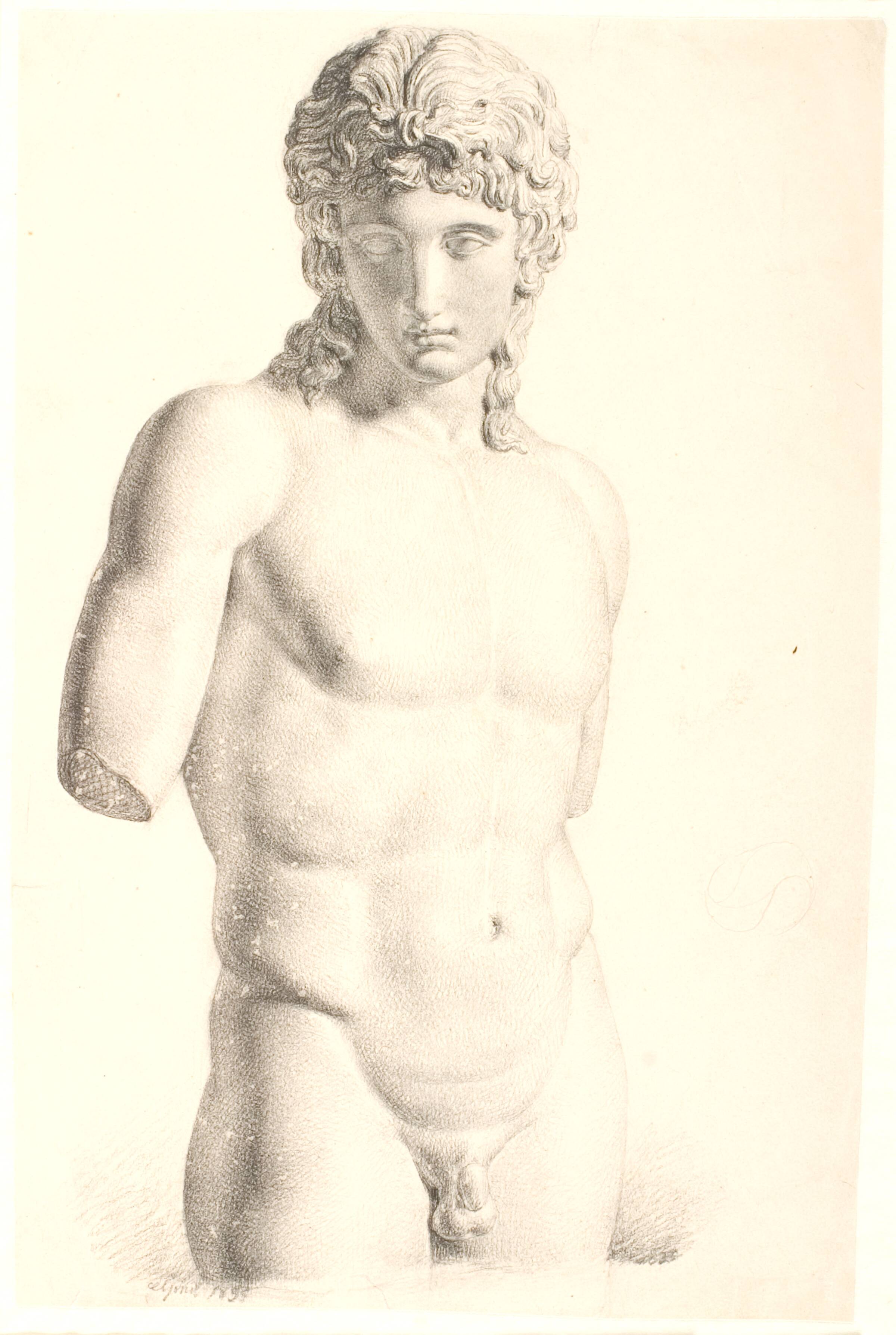 Tegning efter gips: "Eros fra Centocelle" (Vatikanet), Dankvart Dreyer, 1831-1835