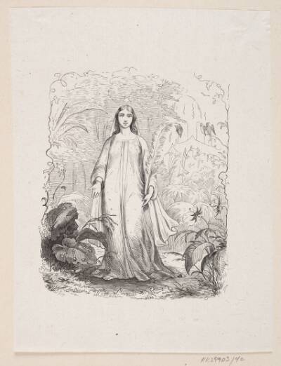 Illustration til "Paradisets Have" i H.C. Andersen, "Eventyr og Historier", Bind 1