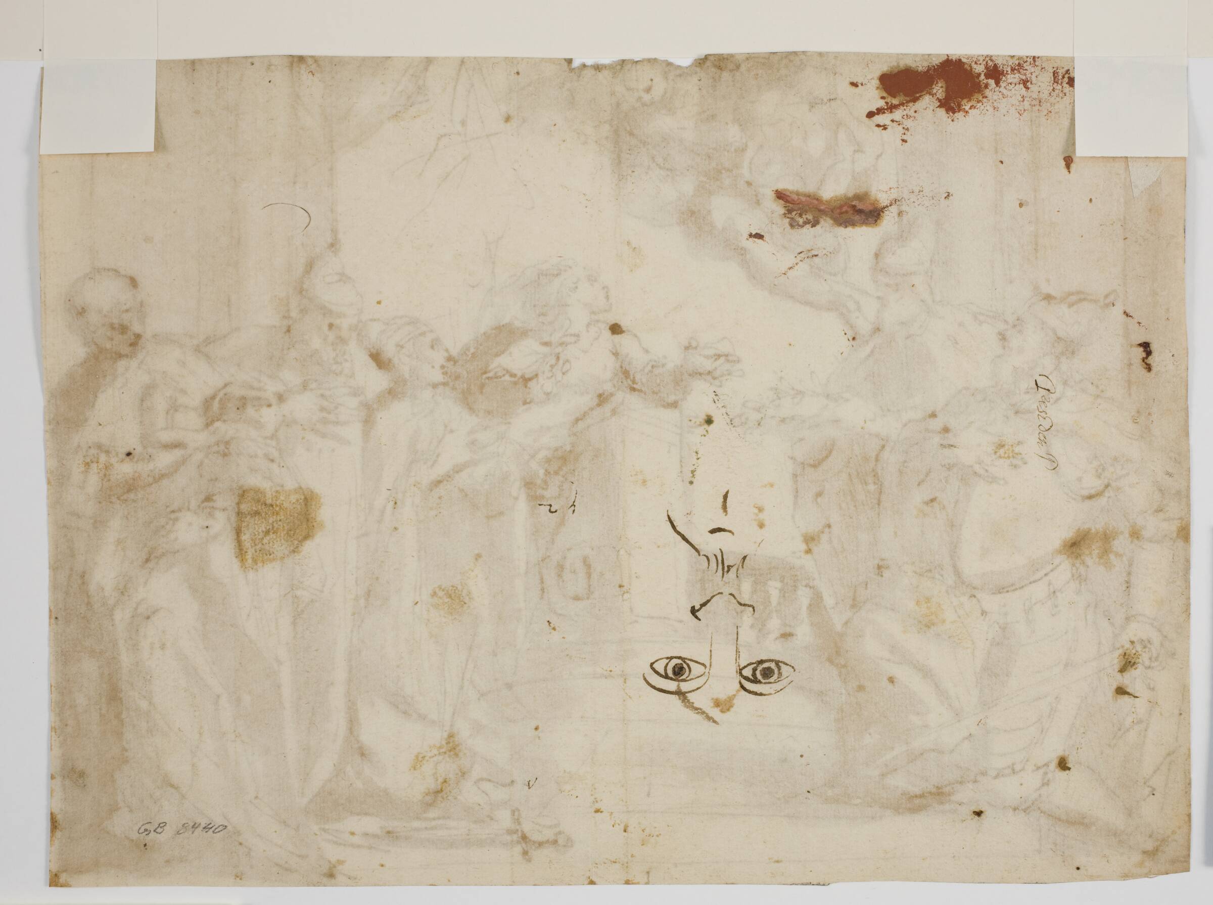 Skitse af et skægget ansigt, Antonio Aliense, 1556-1629