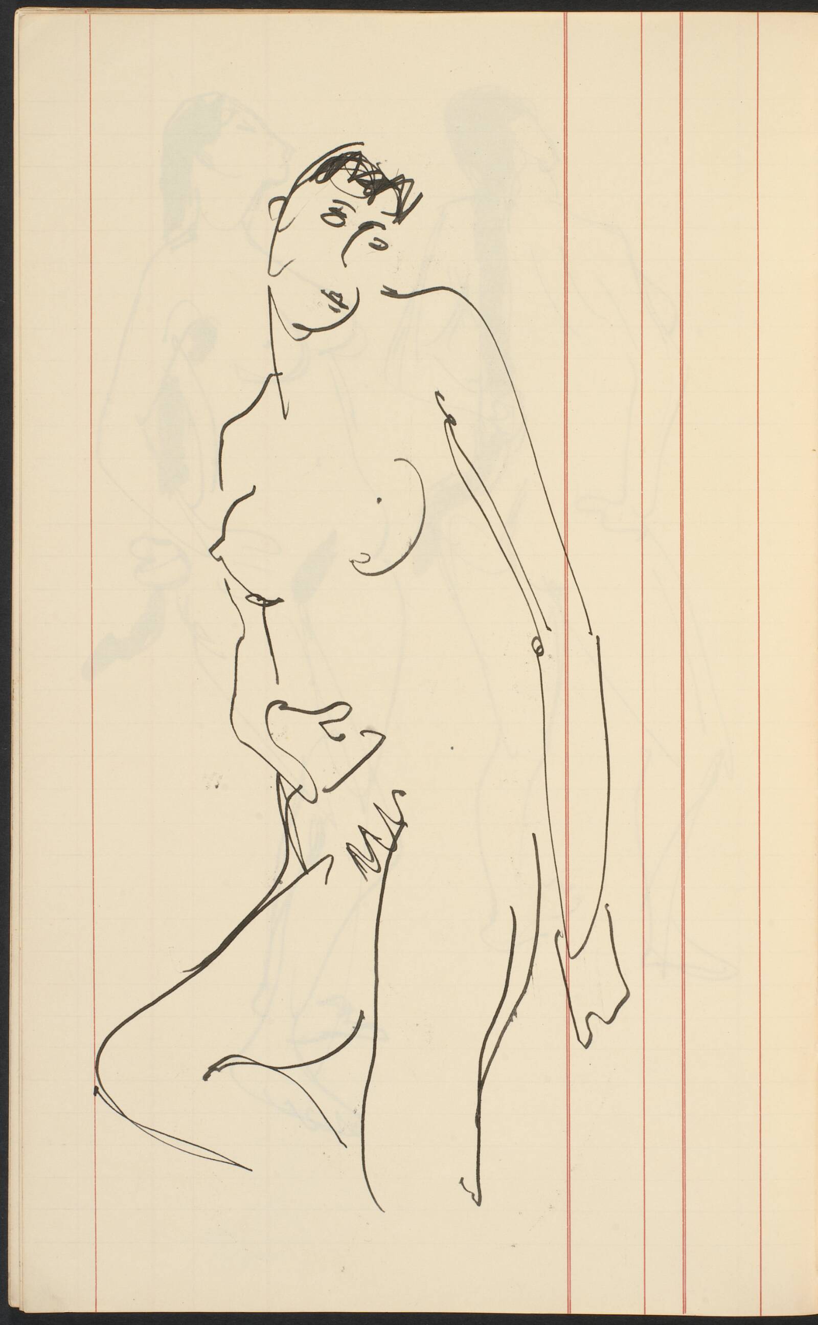 Stående nøgen model, halvfigur, Gottfred Eickhoff, 1955