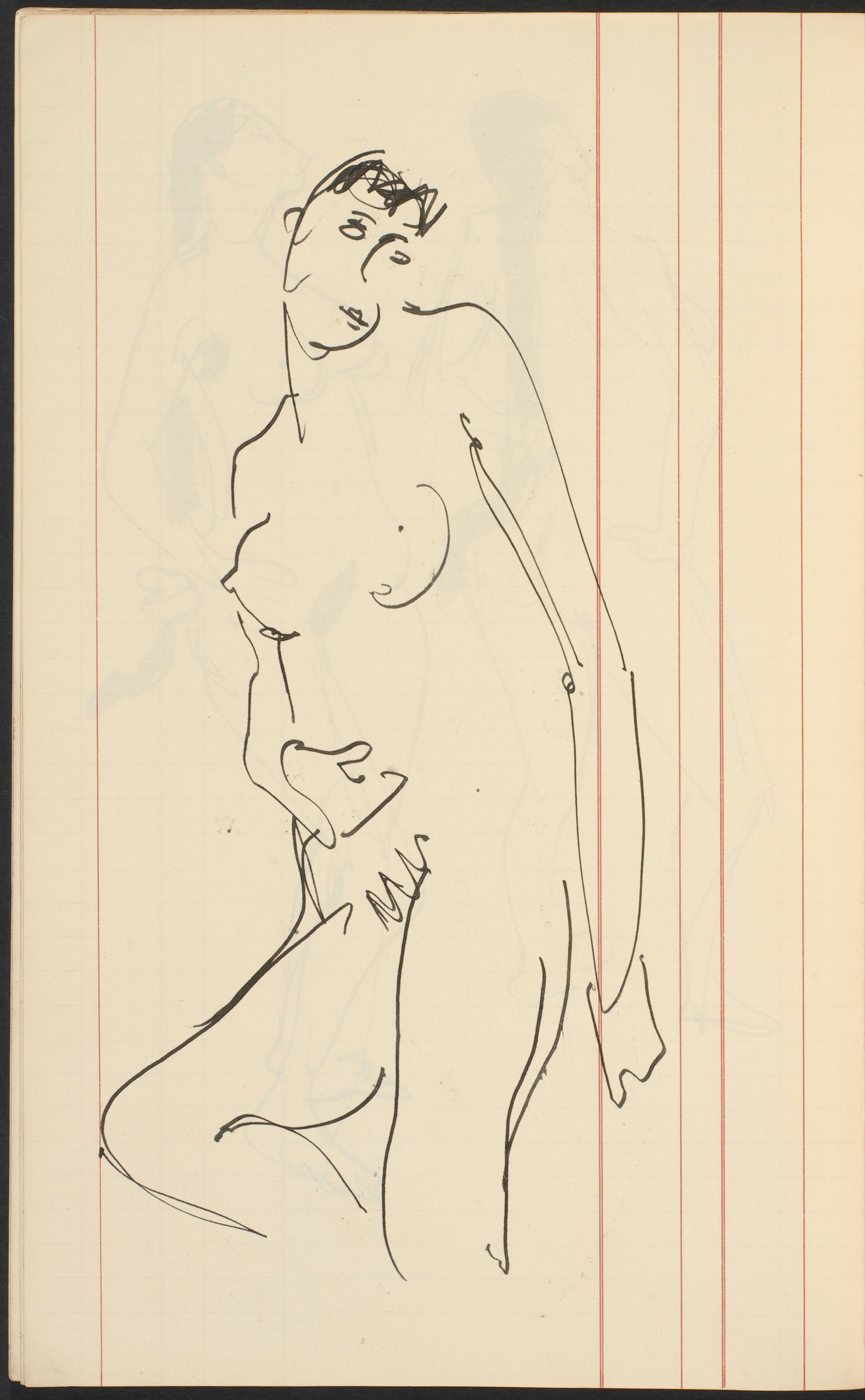 Stående nøgen model, halvfigur, Gottfred Eickhoff, 1955