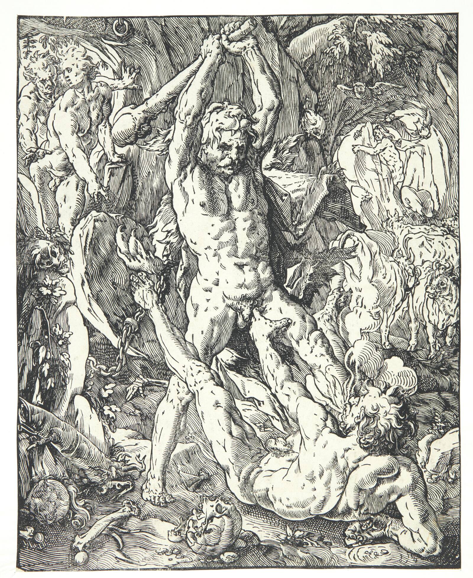 Herkules dræber Cacus, Hendrick Goltzius, 1588