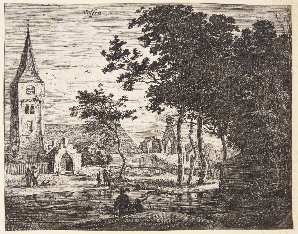 Landskab med en kirkeruin, Velsen, Roelant Roghman, 1627-1692