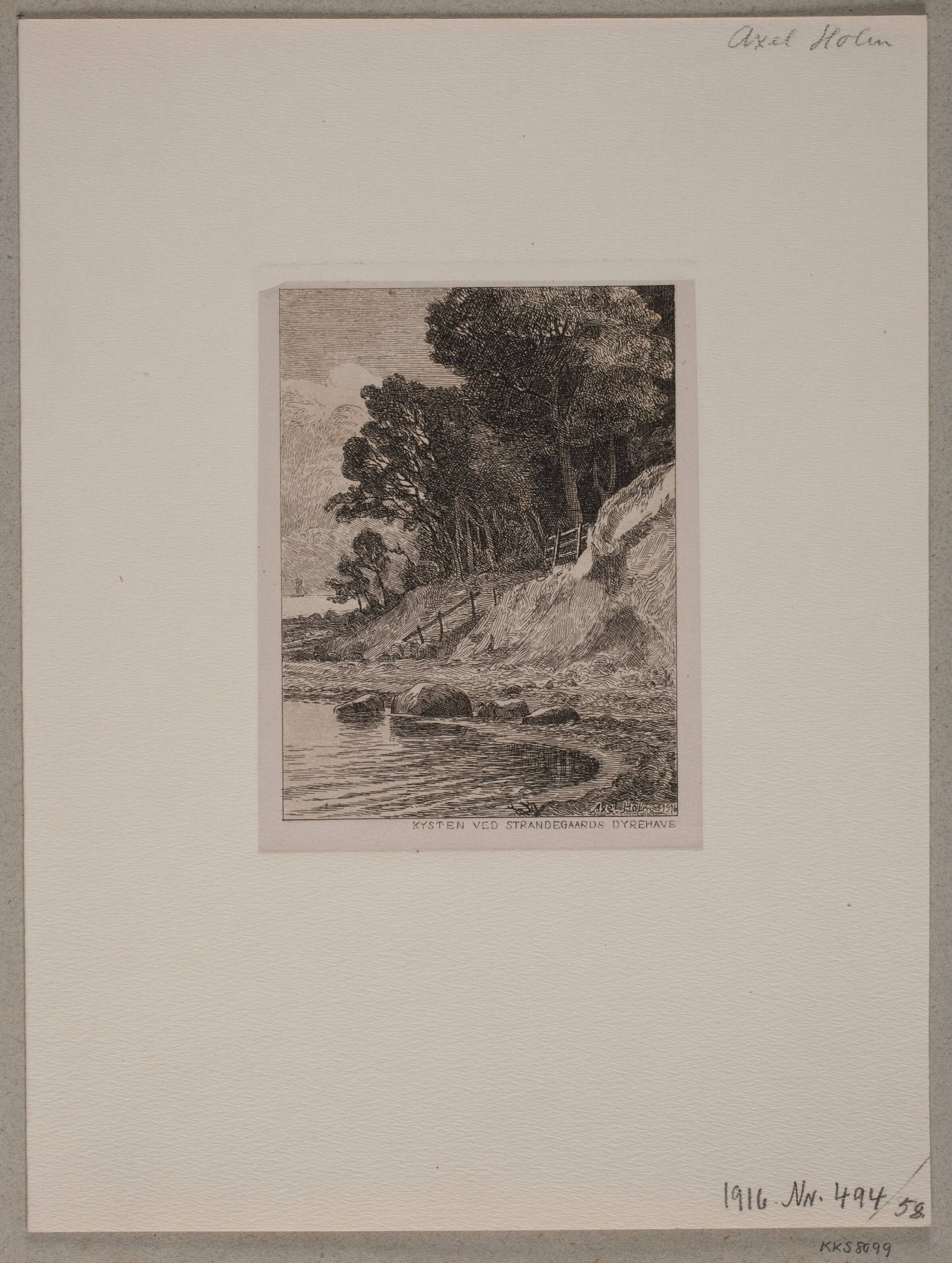 Kysten ved Strandegårds Dyrehave, Axel Holm, 1916