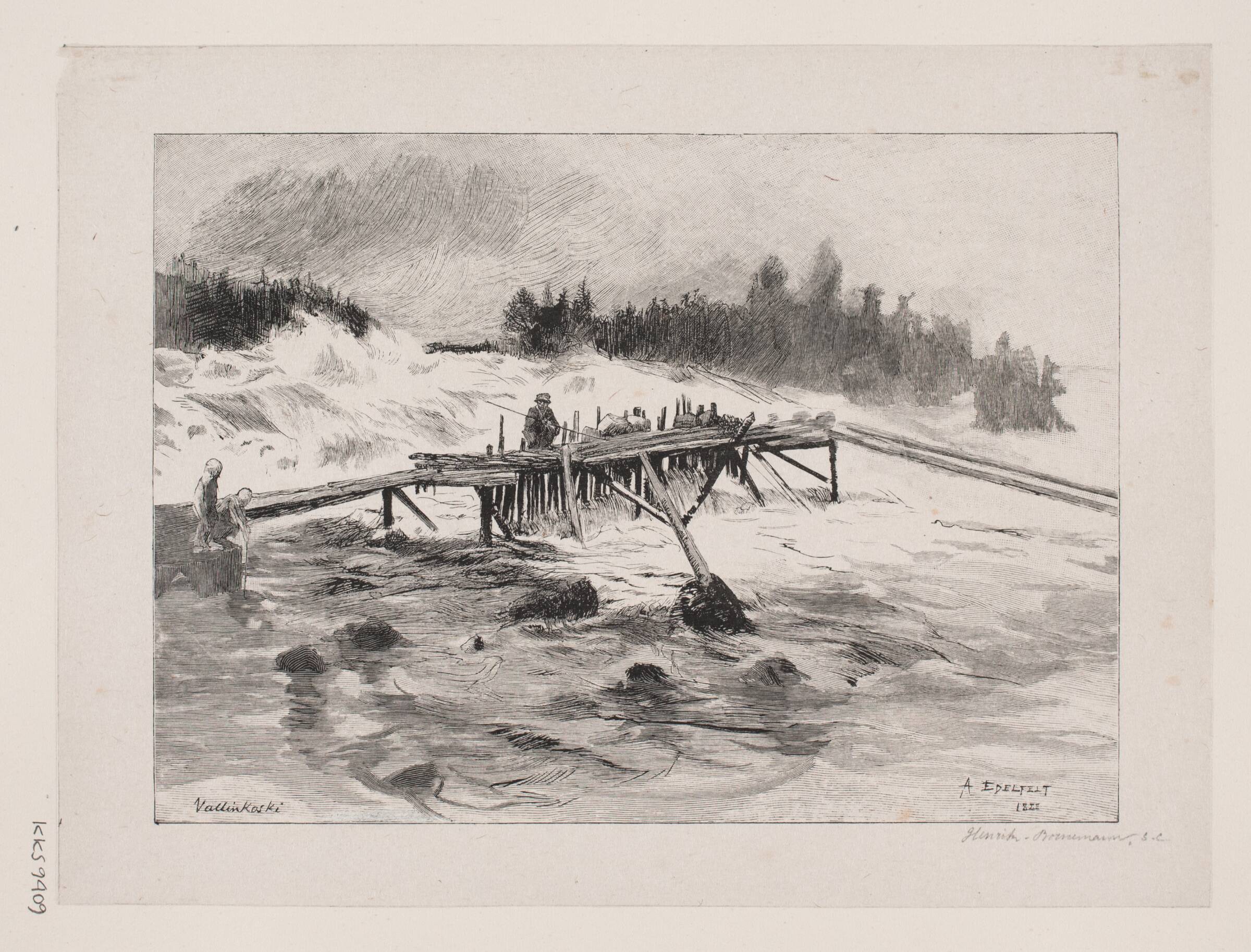 Et vandfald. Vallinkoski, Henrik Bornemann, 1888-1899
