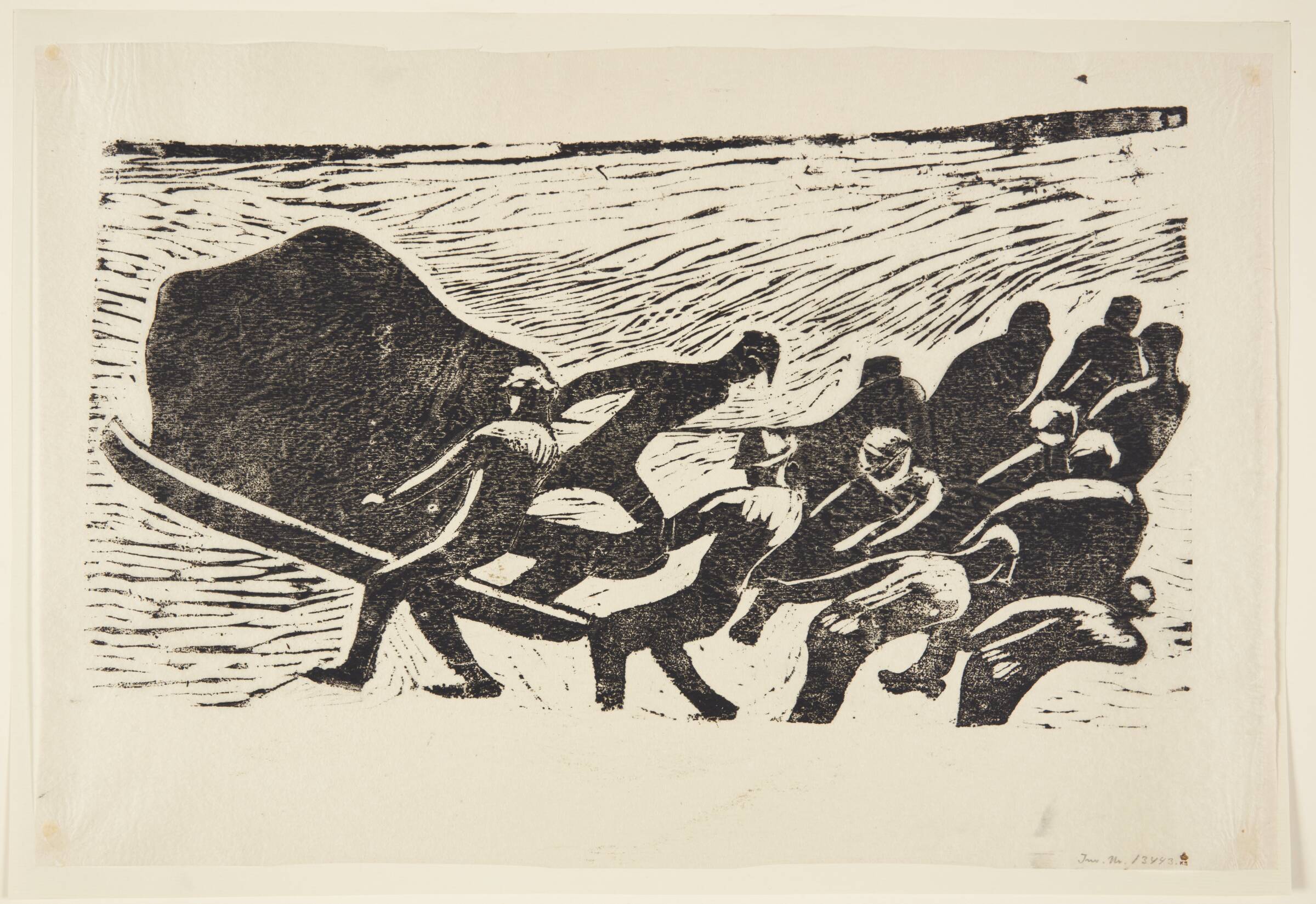 Mænd der slæber en kampesten, Olivia Holm-Møller, 1875-1970