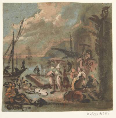 Figurscene ved kyst