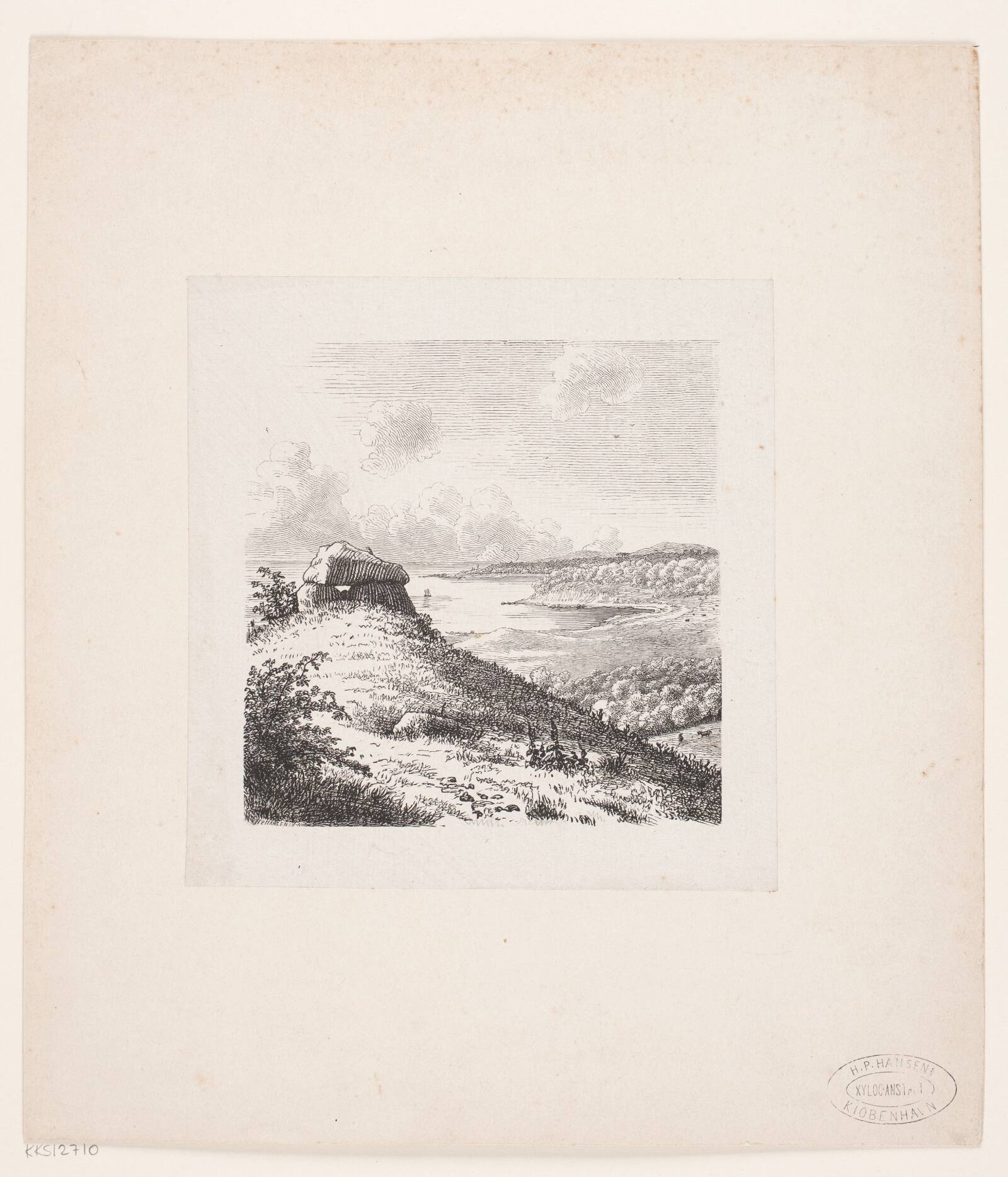 Kystlandskab med Dysse, H.P. Hansen, 1829-1899