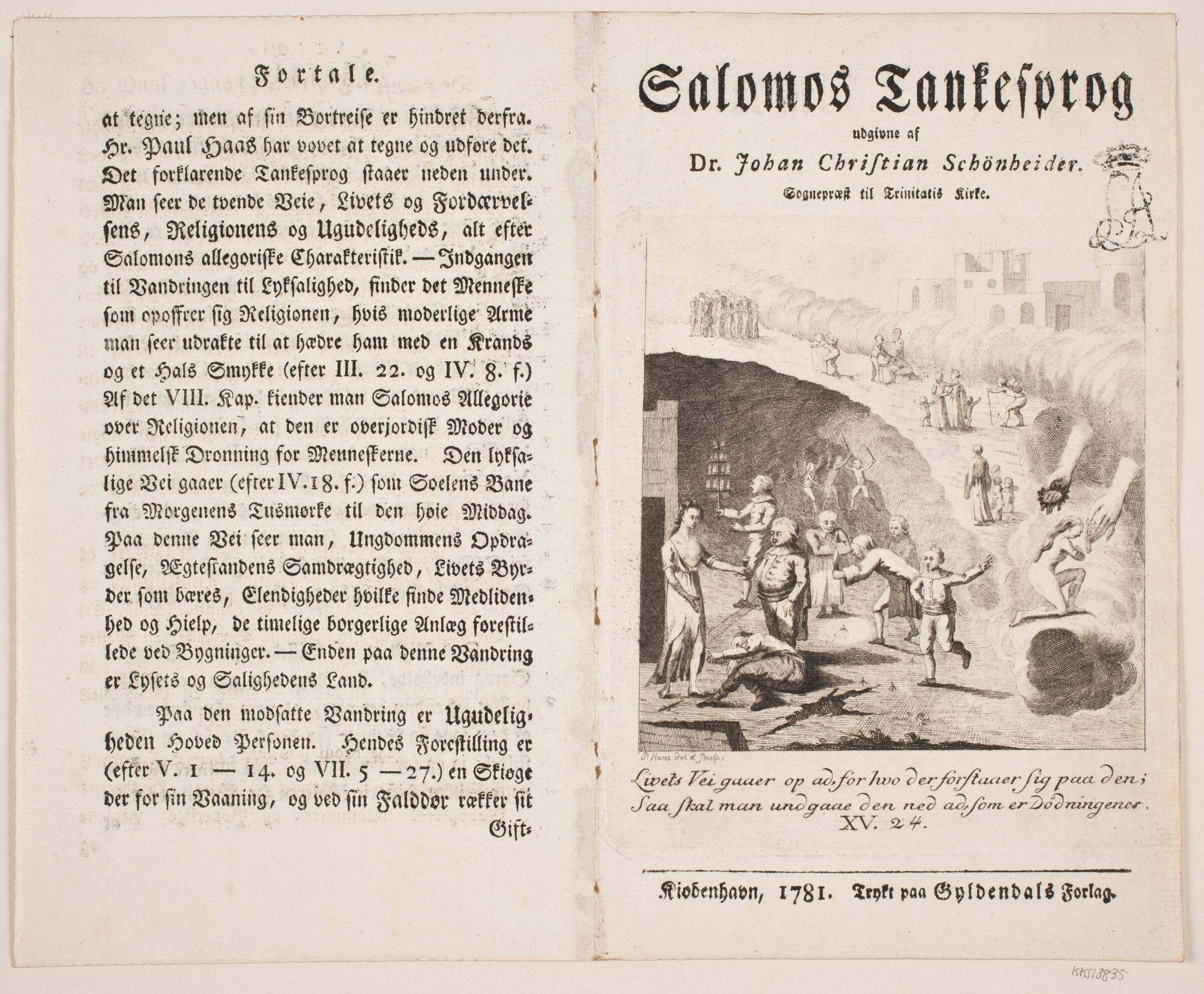 Titelblad til "Salomos tankesprog", Peter Haas, 1781