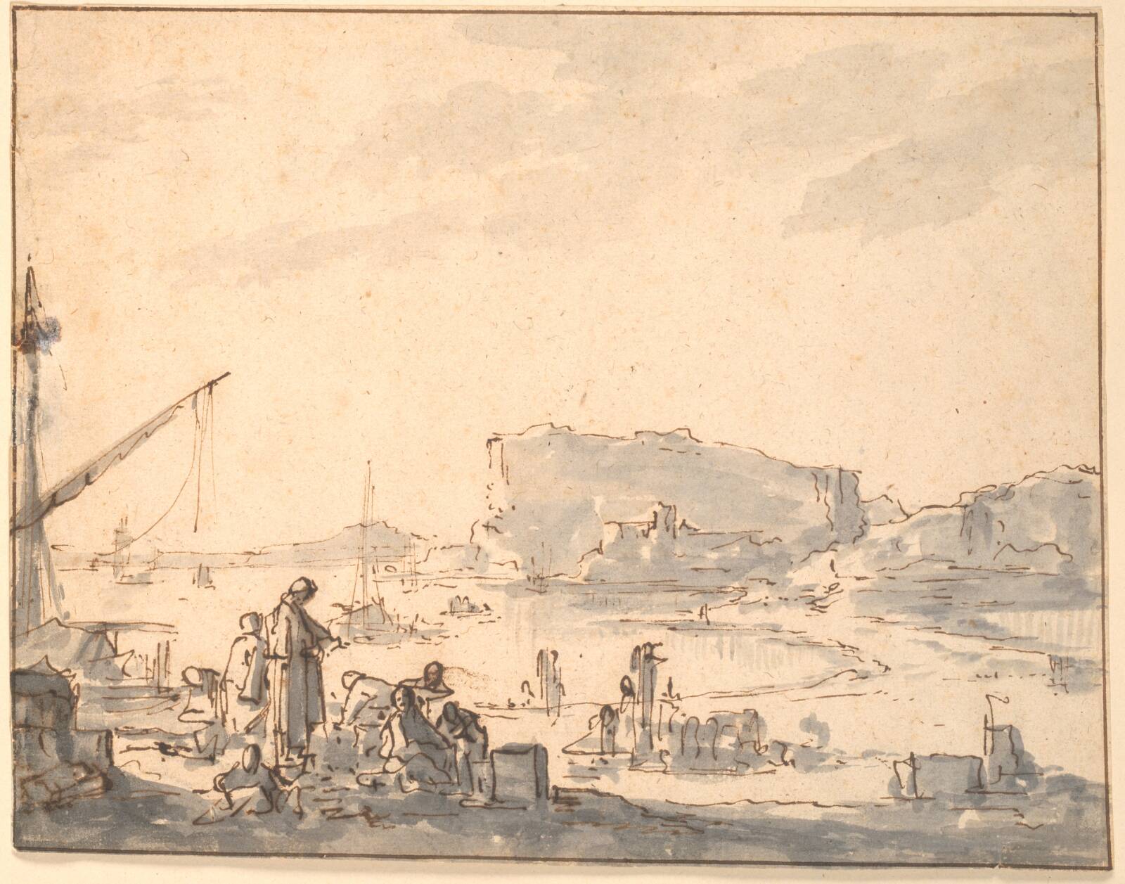 Havnelandskab, Johannes Lingelbach, 1622-1674