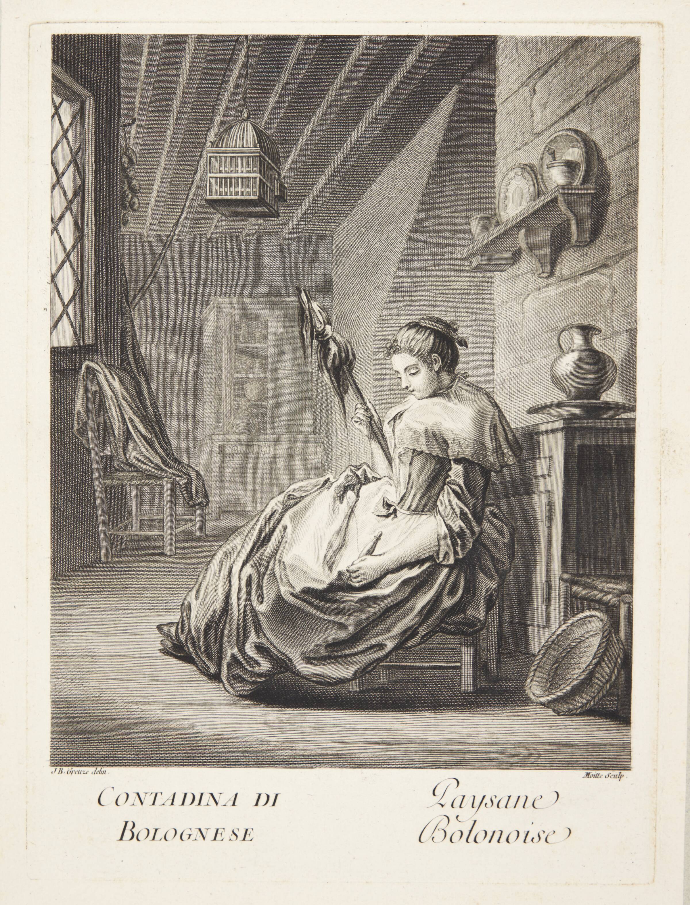 Bondepige fra Bologna (Paysane Bolonoise), Pierre Etienne Moitte, 1760-1769