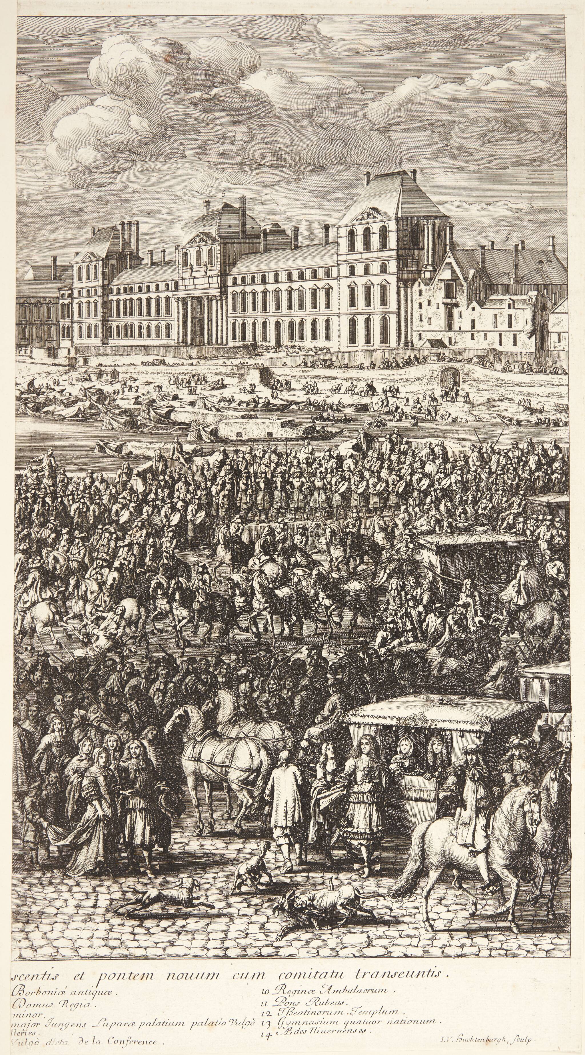 Ludvig XIV i procession over Pont Neuf (højre del)