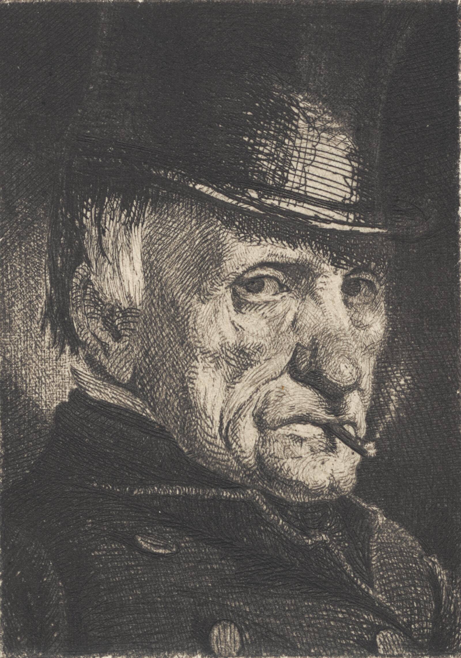 Mand med hat og cigar, Frans Schwartz, 1881