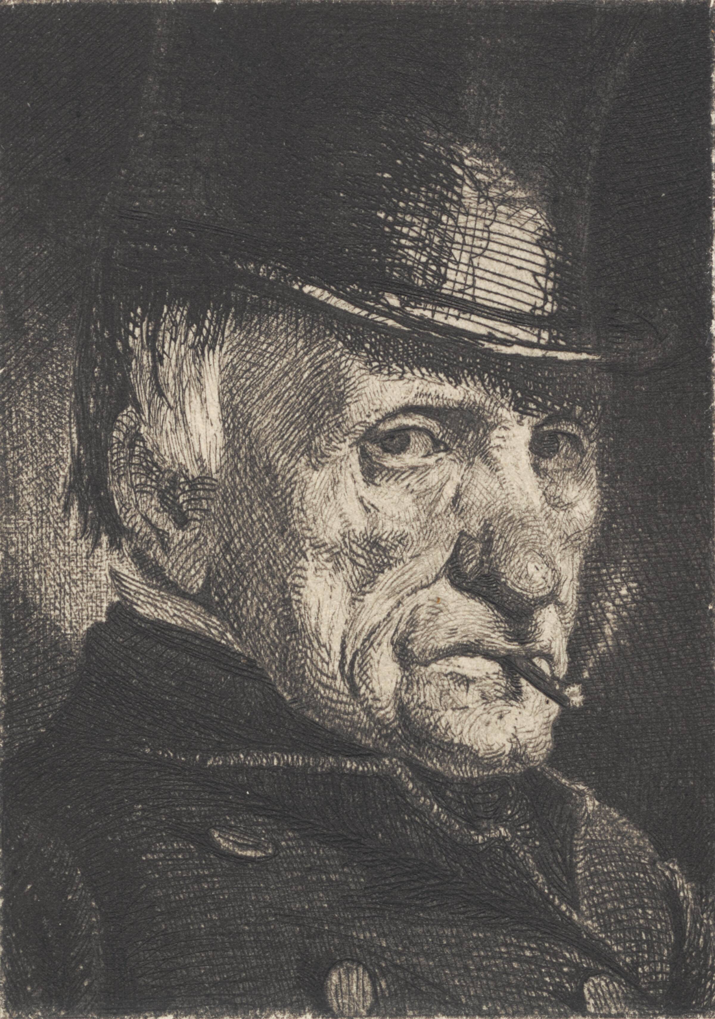 Mand med hat og cigar, Frans Schwartz, 1881