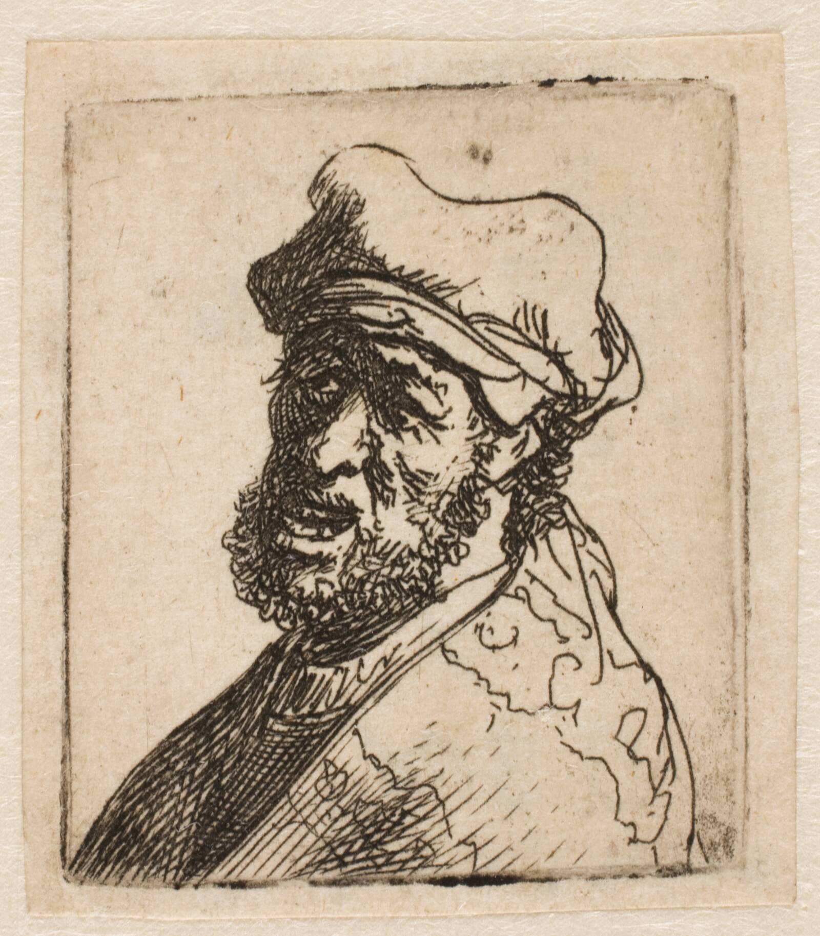 Råbende mand. Hoved, Rembrandt van Rijn, 1629