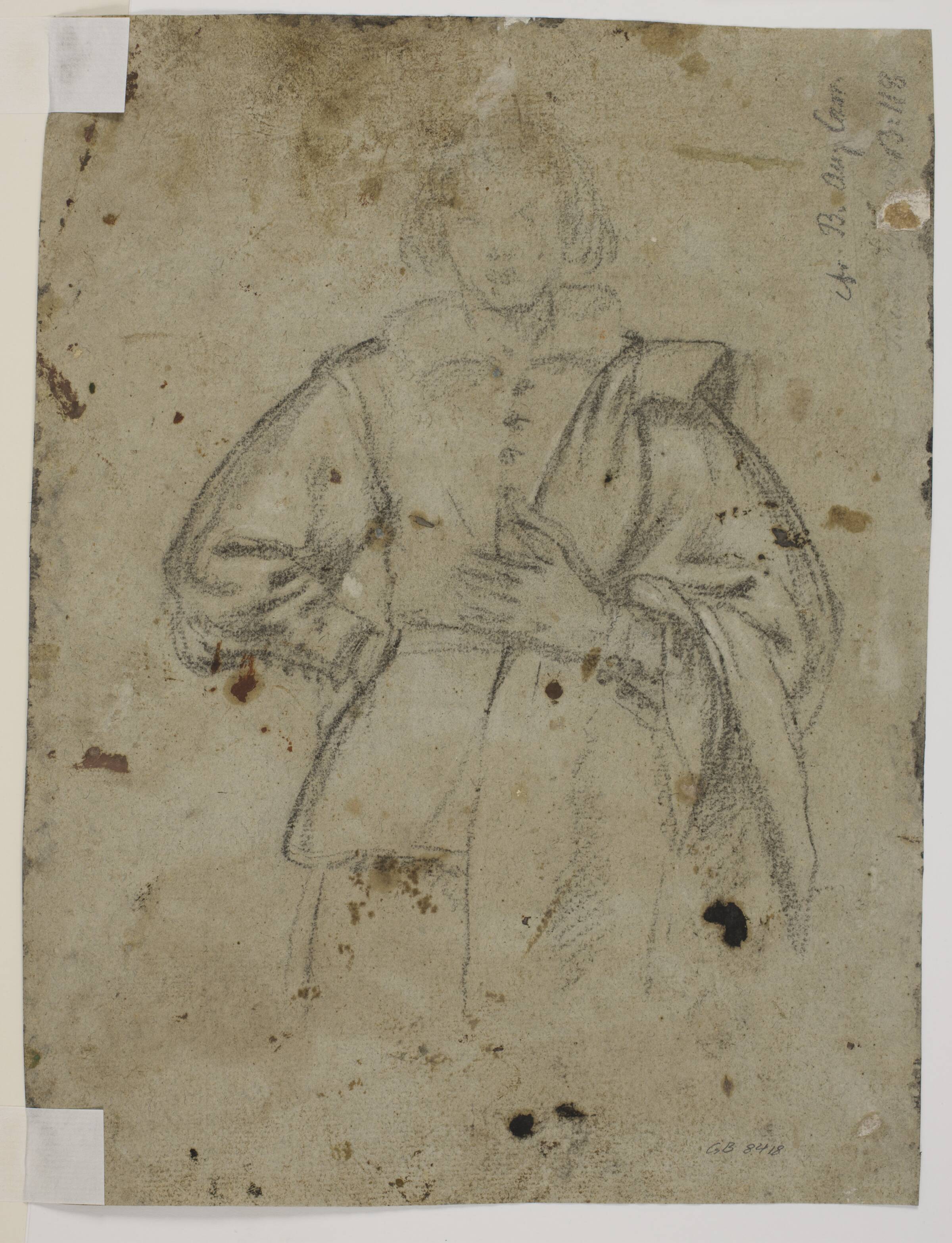 Stående ung mand med en kappe, halvfigur, Tiberto Tinelli, 1587-1639