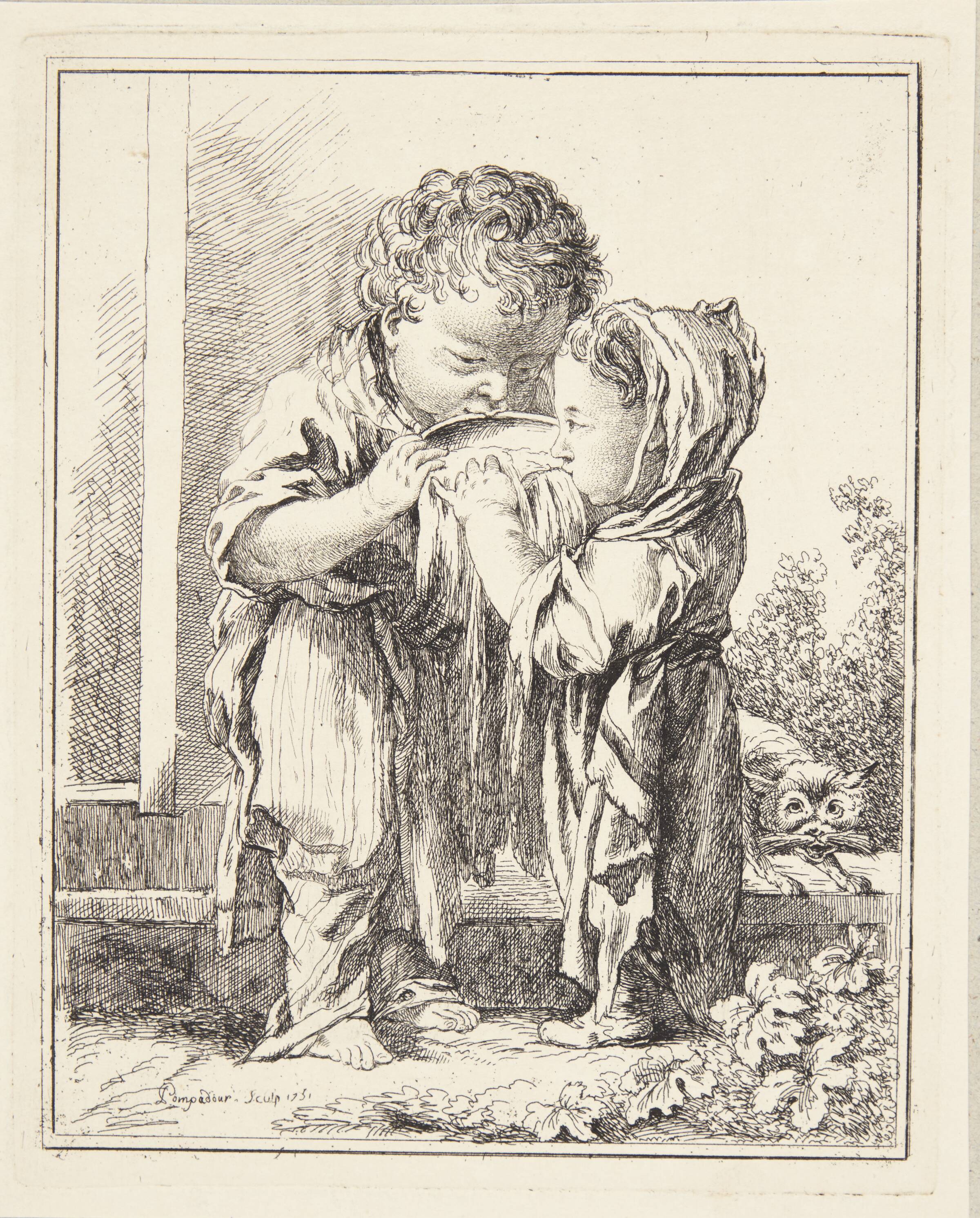De små mælkedrikkere, Madame de Pompadour, 1751