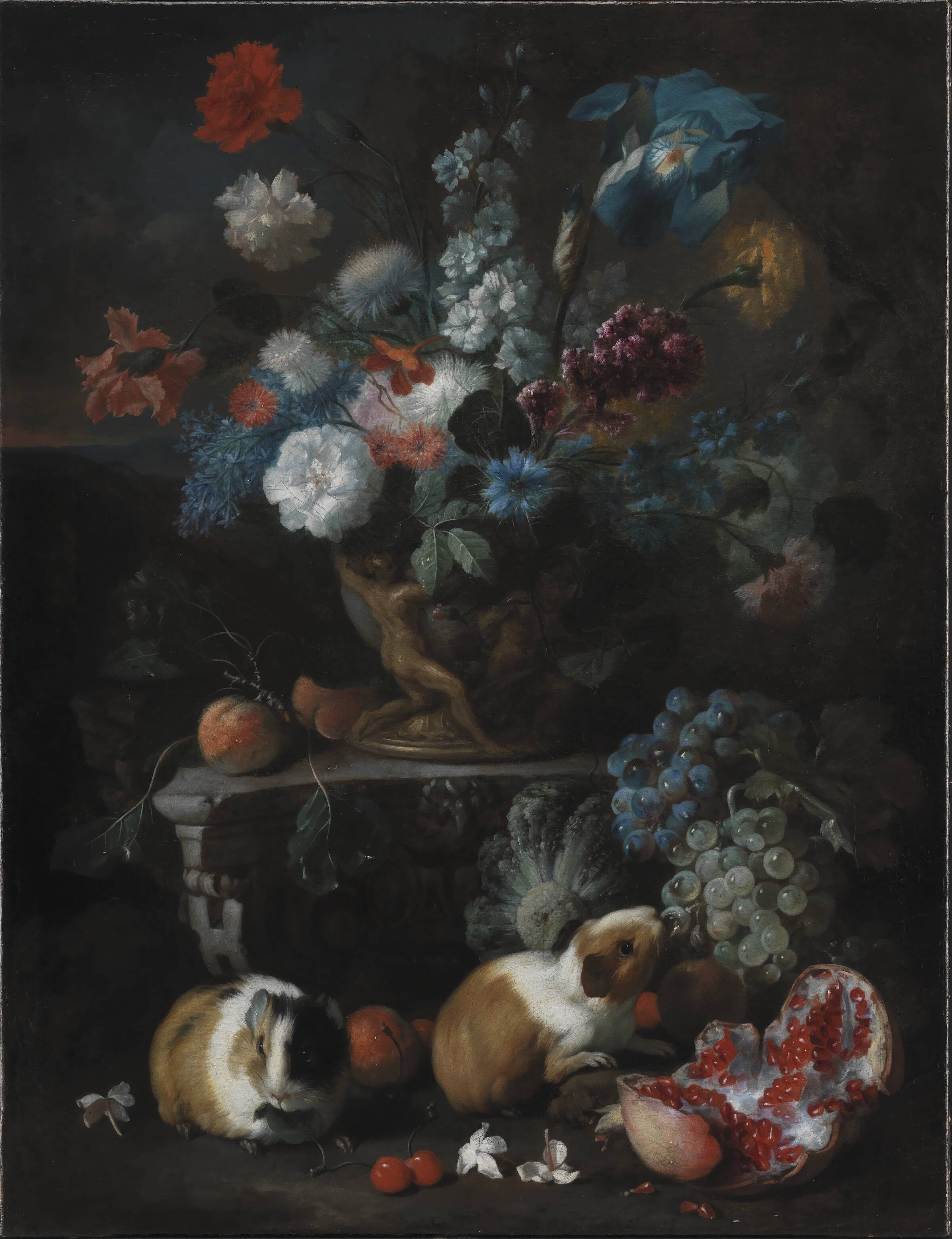 Blomsterstykke med marsvin, Franz Werner Tamm, 1673-1724