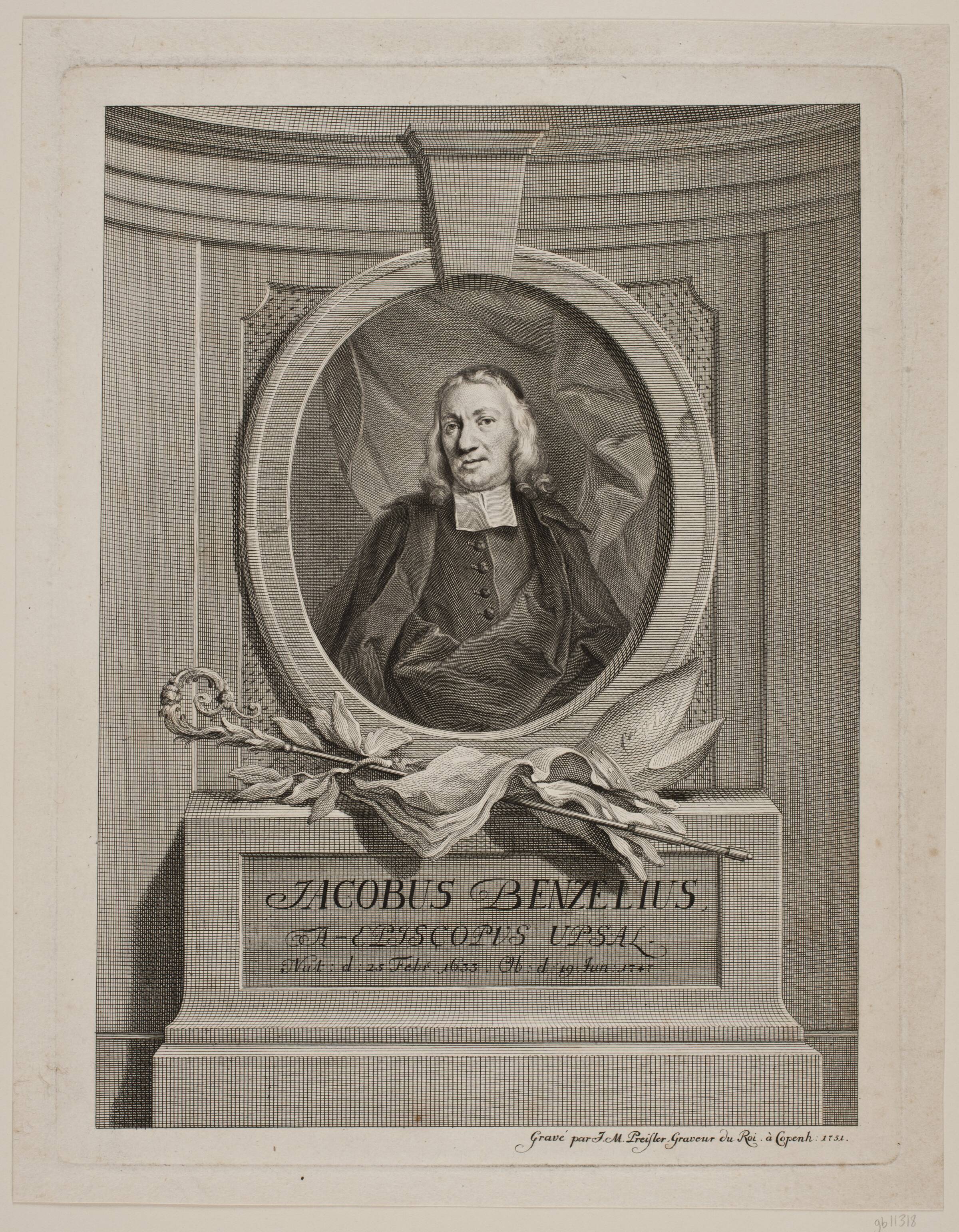 Biskop Jacob Benzelius, J.M. Preisler, 1751